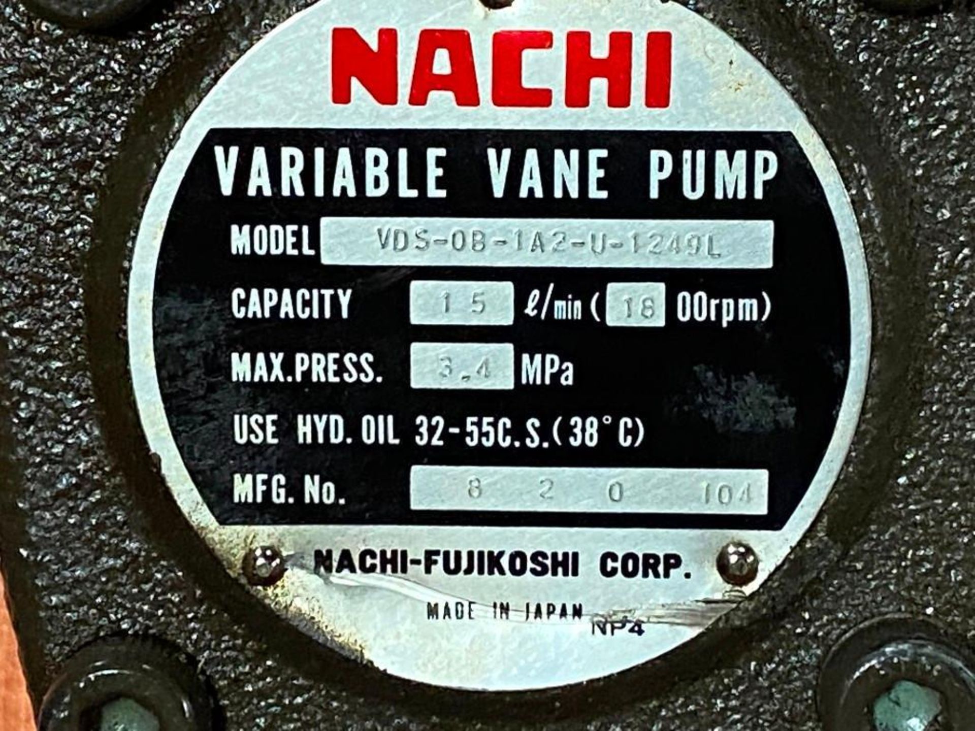 Nachi #VDS-0B-1A2-U-1249L Variable Vane Pump - Image 3 of 3