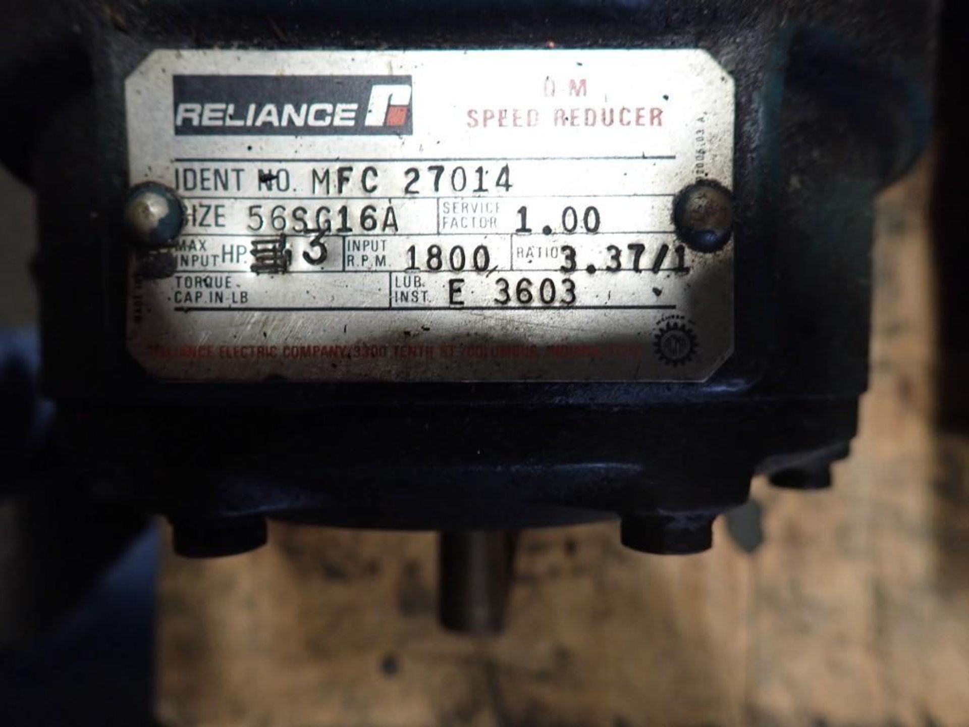 Reliance Electric Motor w/ Speed Reducer - Image 4 of 5