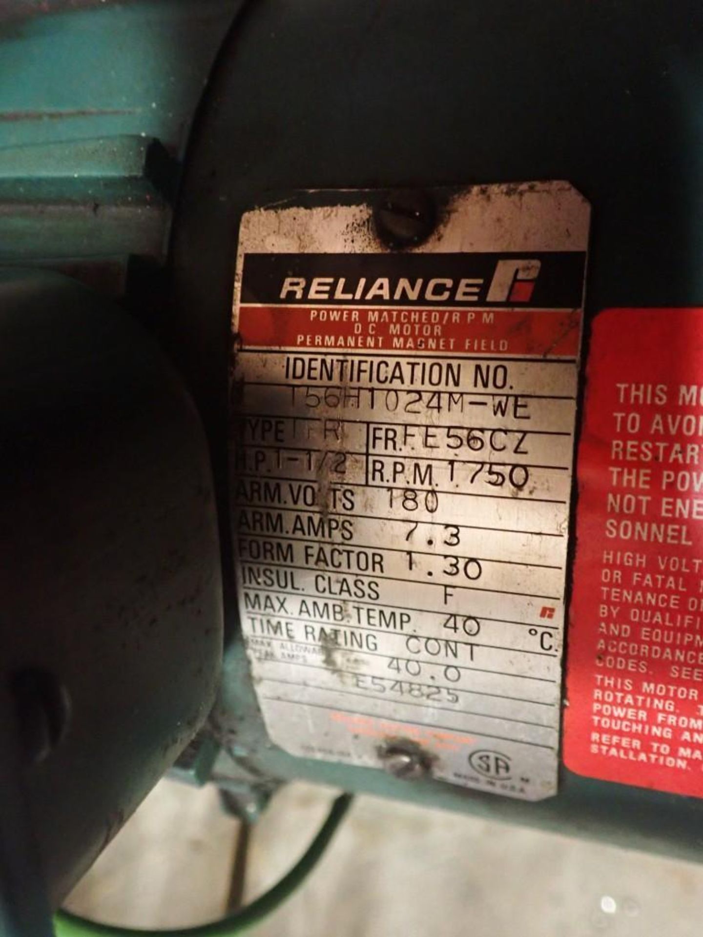 Reliance Motor w/Gear Reducer #T56H1024M-WE/M94513 - Image 4 of 5