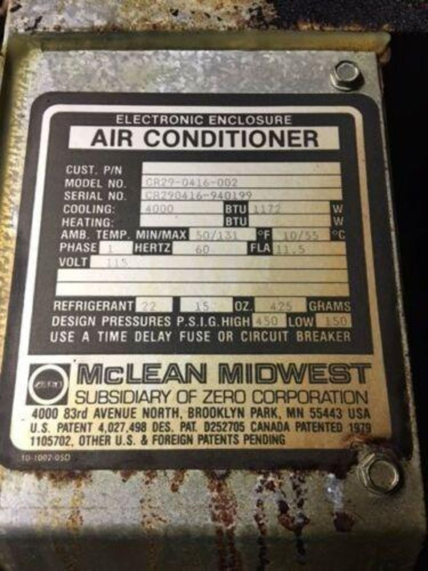 Lot of (2) McLean #CR29-0416-002 Enclosure Air Conditioners - Image 4 of 5