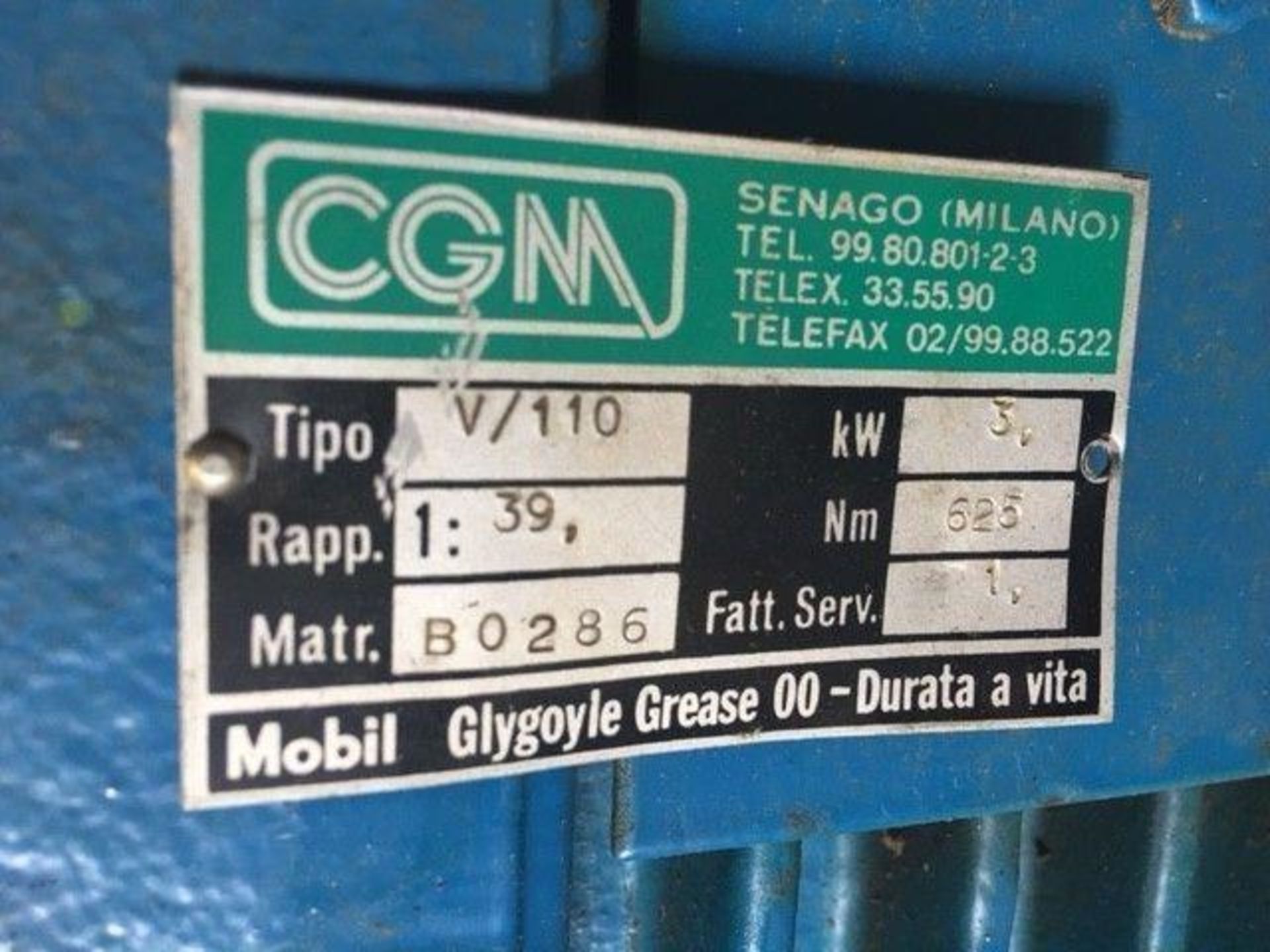 CGM / Senago 3 kW Gear Reduction Unit, Type# V/110, 39:1 Ratio,SKG100 4B Motor - Image 5 of 6