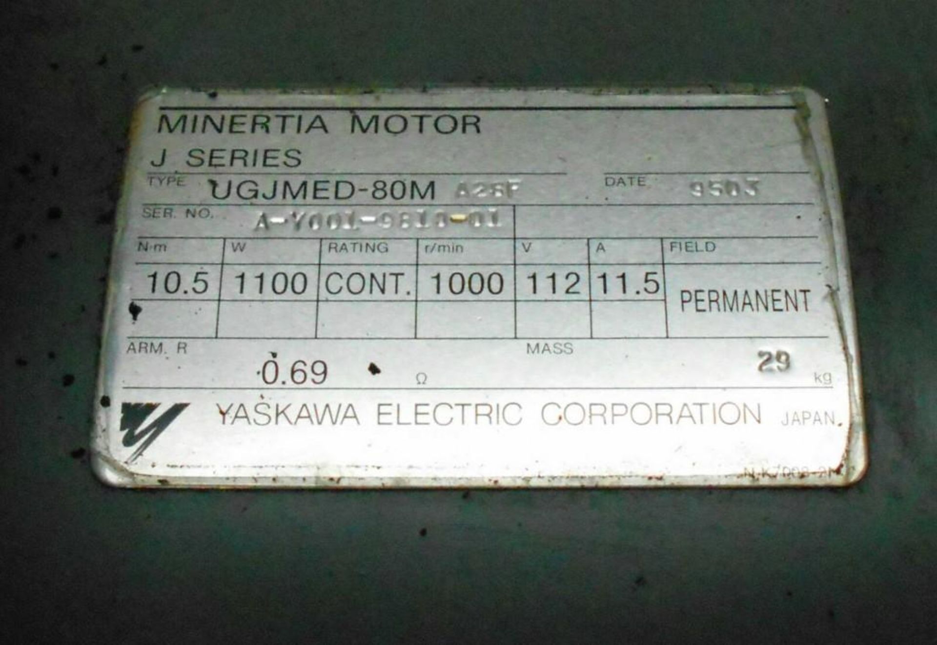 Yaskawa #UGJMED-80M A2SF Minertia Servo Motor - Image 5 of 5
