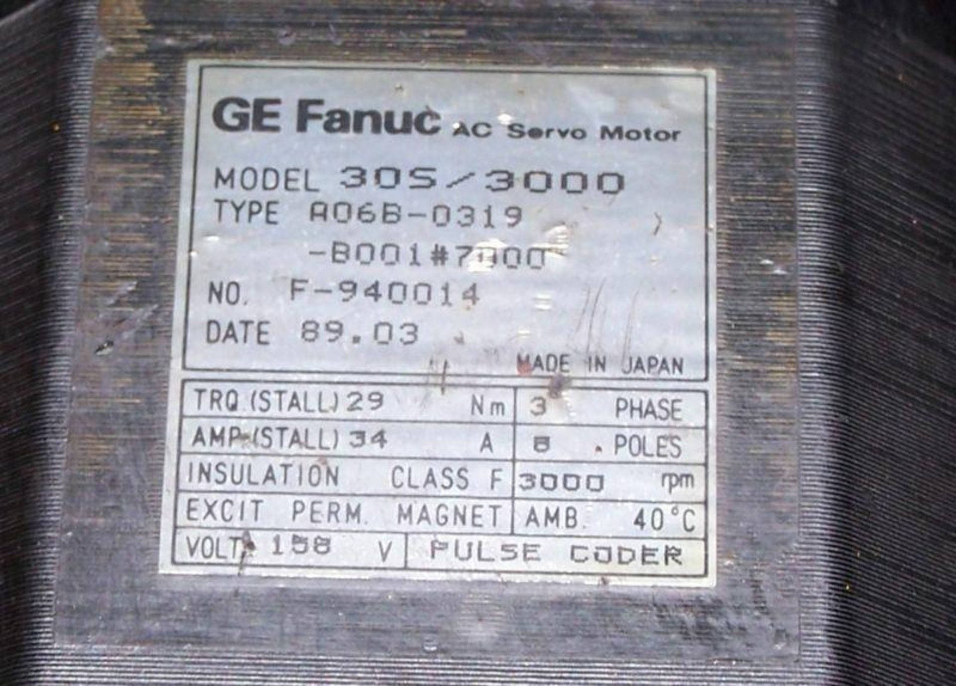 Fanuc #A06B-0319-B001 Servo Motor - Image 4 of 4