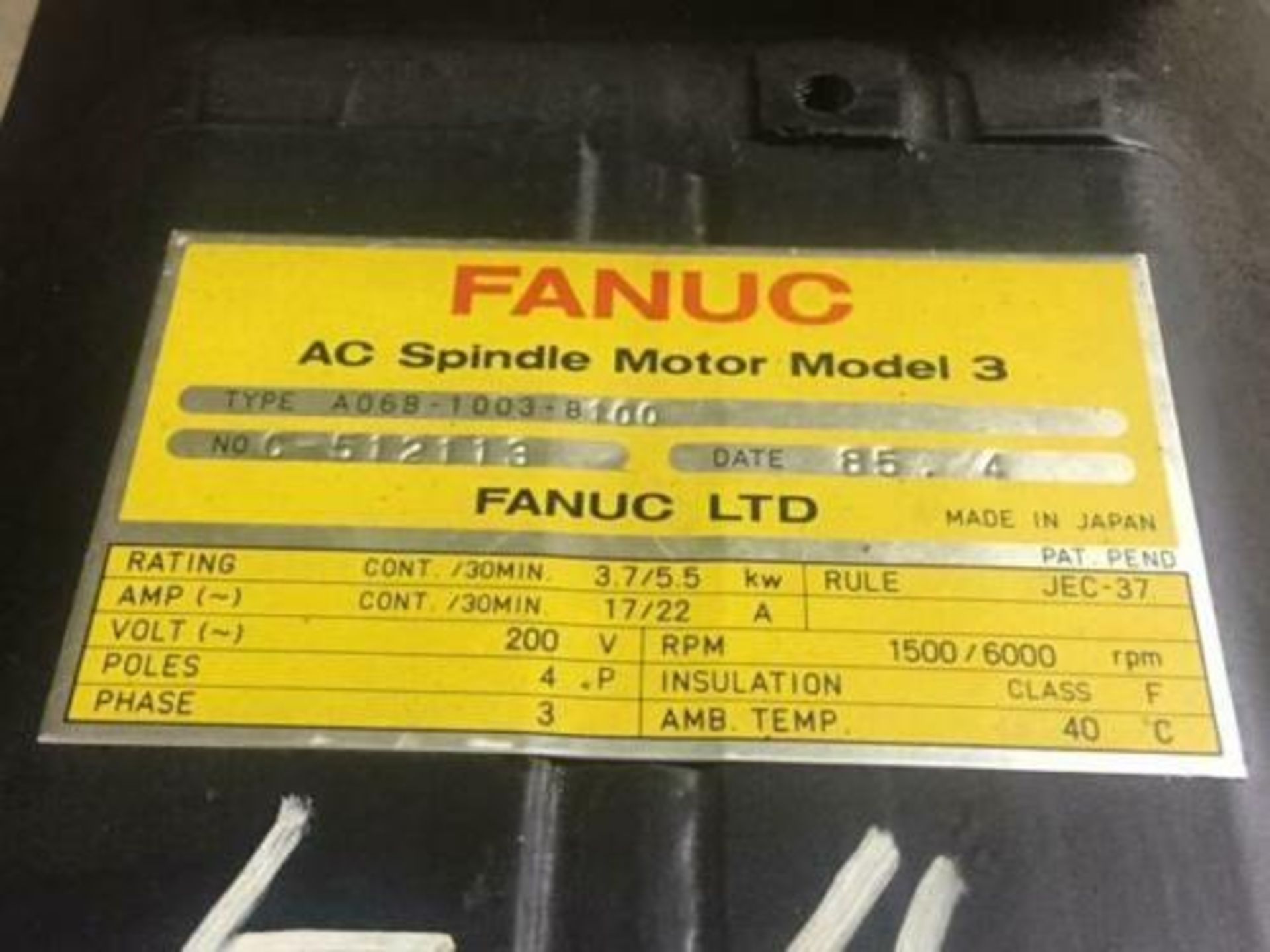 Fanuc #A06B-1003-B100 Spindle Motor - Image 4 of 4