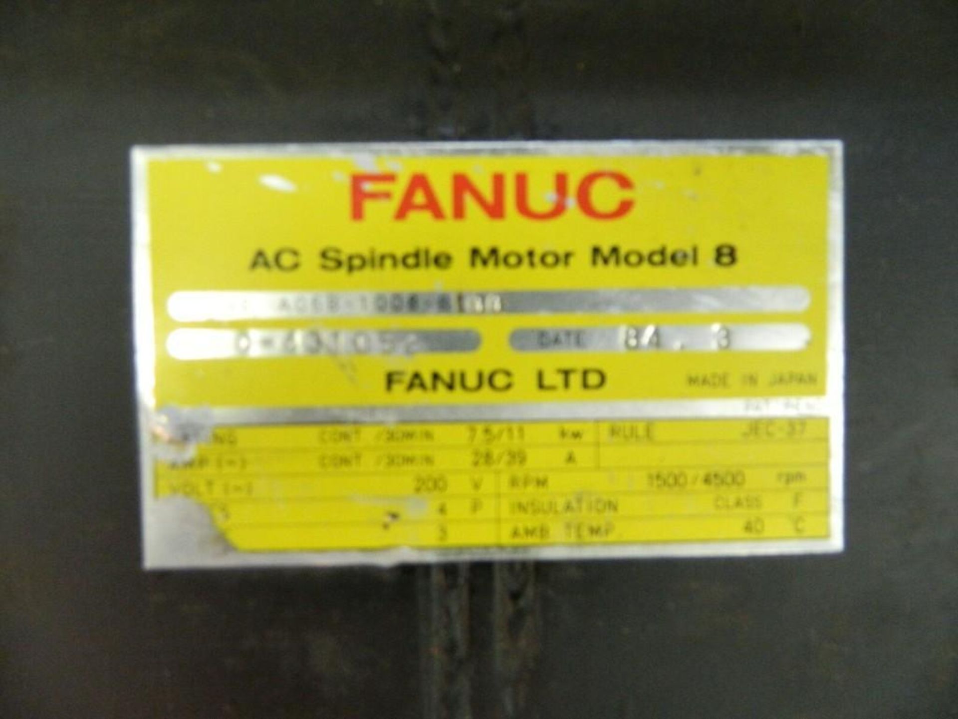 Fanuc #A06B-1008-B100 Spindle Motor - Image 5 of 5