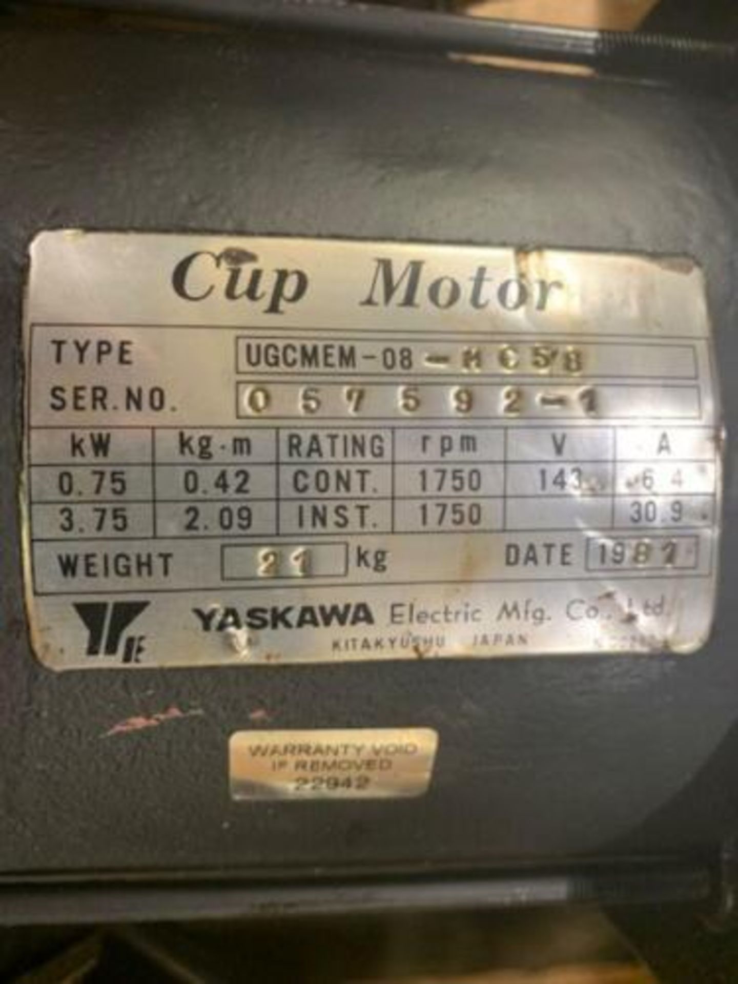 Yaskawa Servo Cup Motor UGCMEM-08-MC58 TFUE-05ZC7 - Image 5 of 6