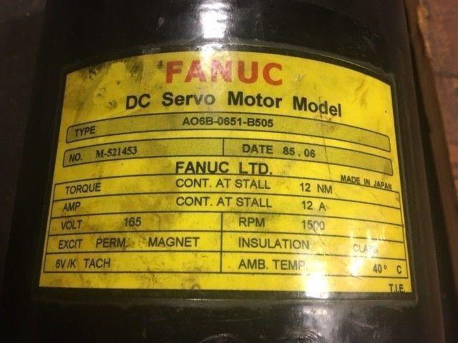 Fanuc #A06B-0651-B505 DC Servo Motor - Image 4 of 5