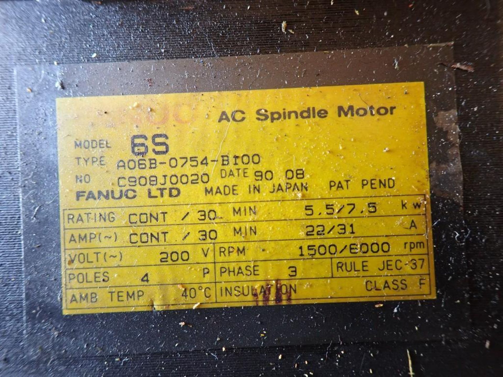 Fanuc #A06B-0754-B100 Spindle Motor - Image 5 of 5