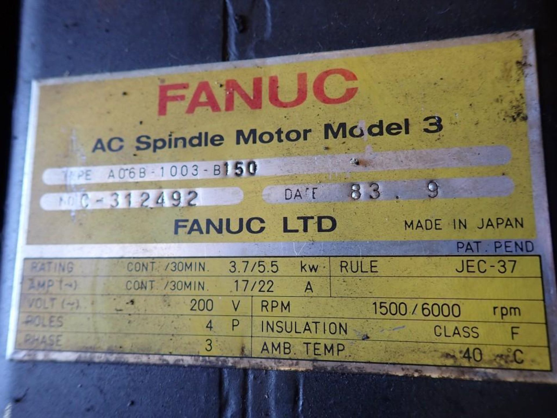 Fanuc #A06B-1003-B150 Spindle Motor - Image 4 of 4