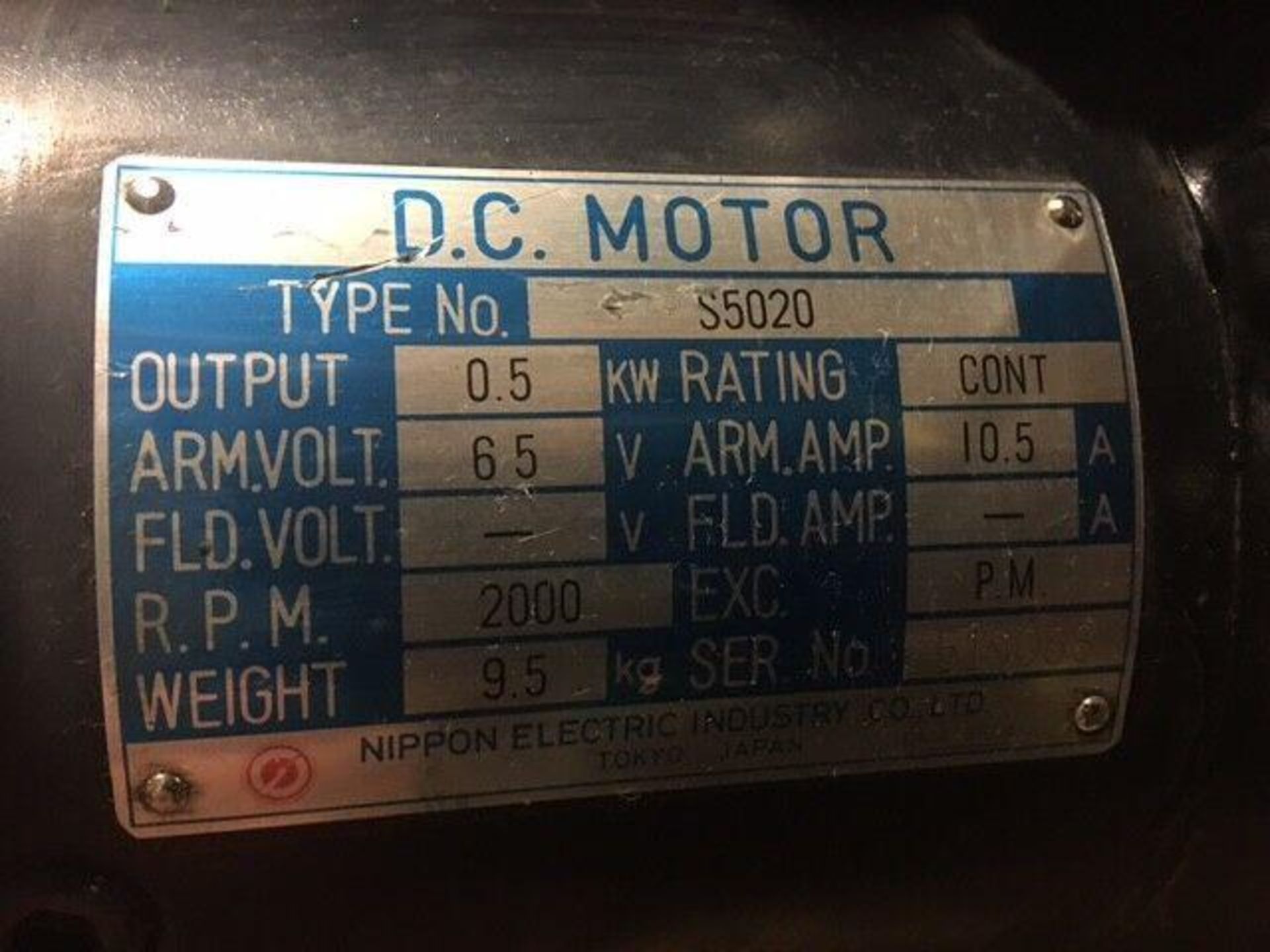 Lot of (2) Nippon #S5020 DC Servo Motors W/ Sumtak Optcoders LMA-250BM-S3, 2000 RPM - Image 5 of 5