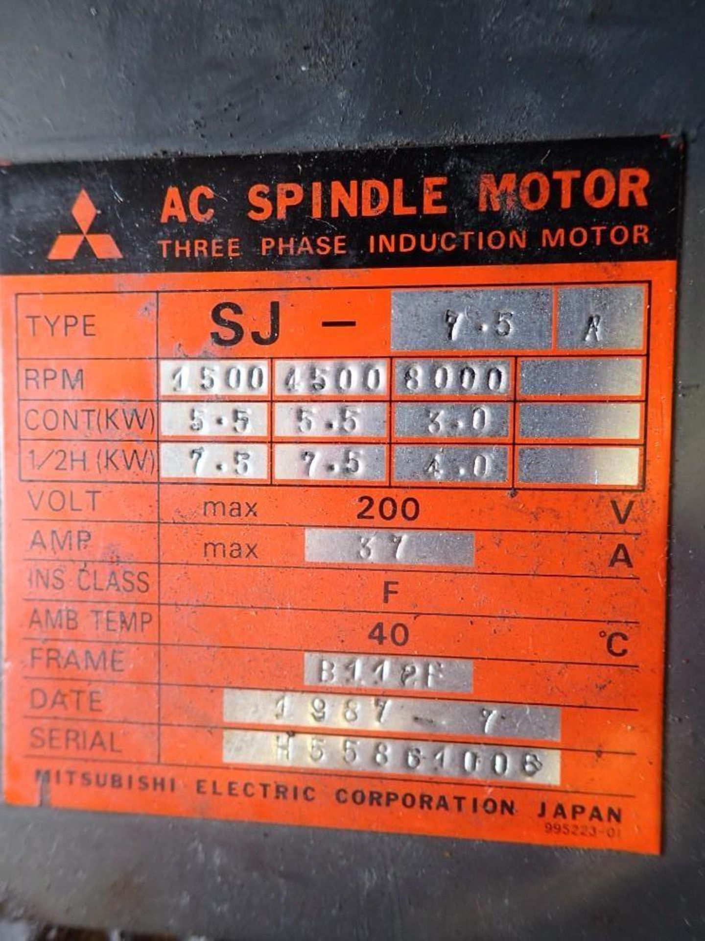 Mitsubishi AC Spindle Motor SJ-7.5A - Image 5 of 5