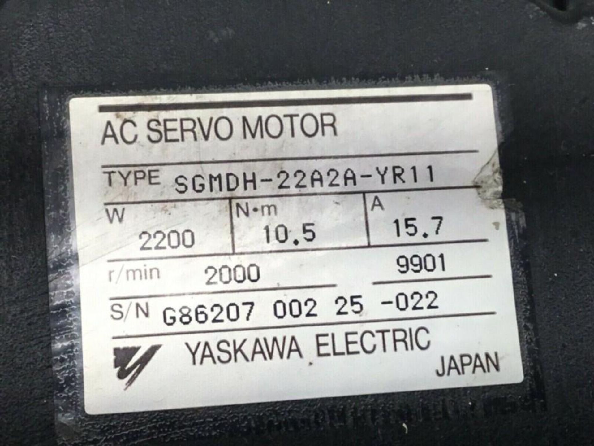 Yaskawa #SGMDH-22A2A-YR11 Servo Motor - Image 6 of 6