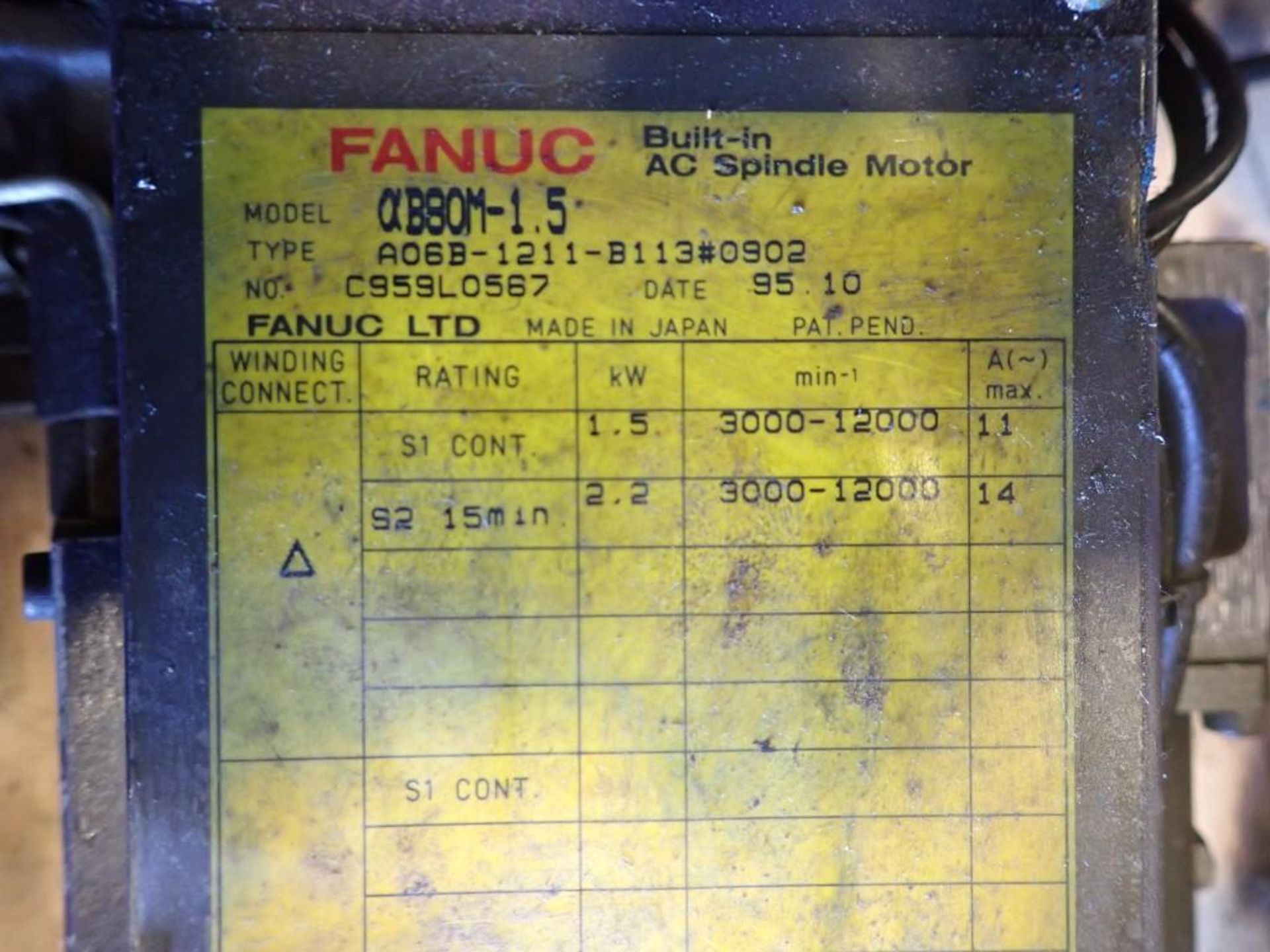 Lot of (2) Fanuc #A06B-1211-B113#0902 Spindle Motors - Image 5 of 5