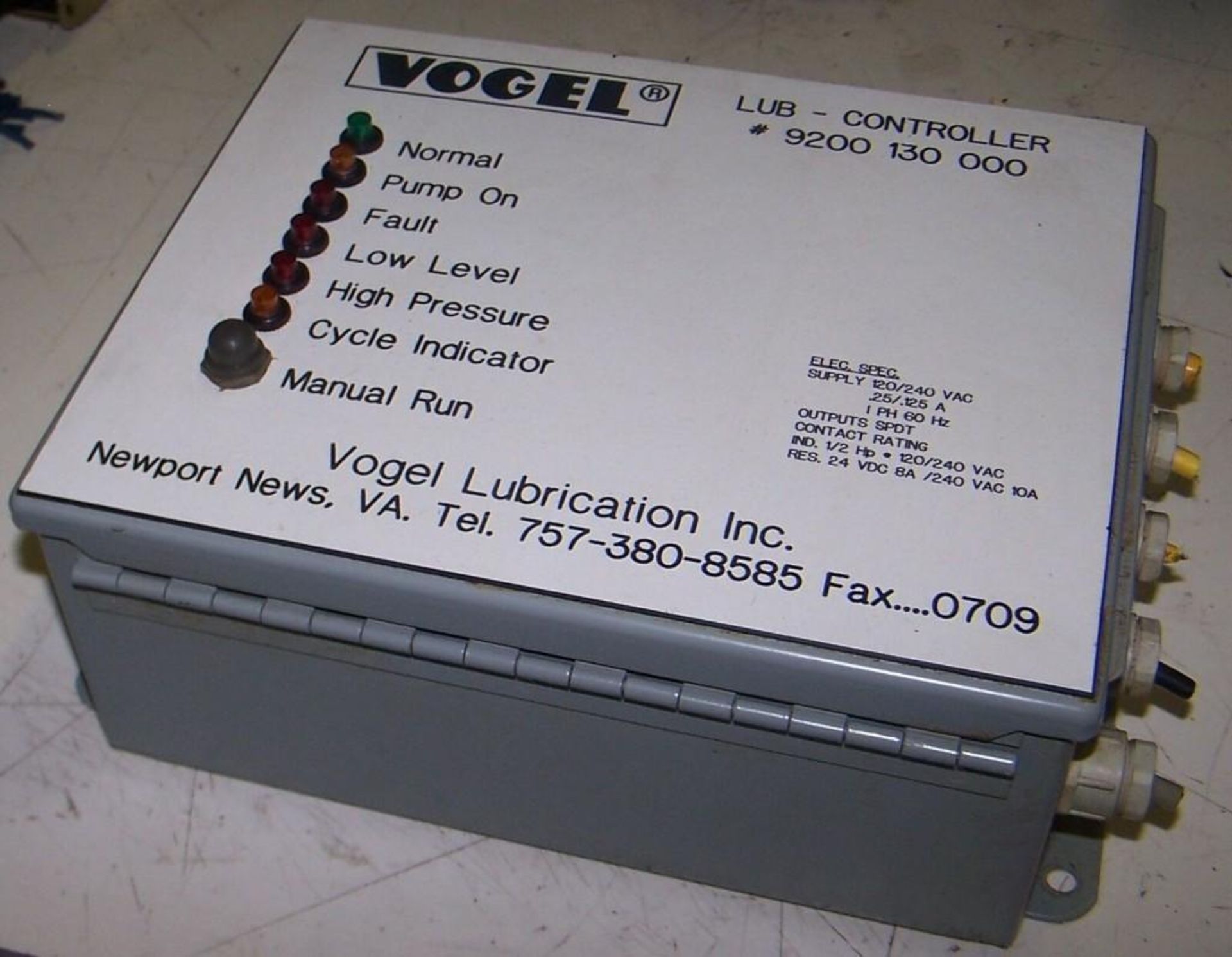 Lot of (2) Vogel # 9200-130-000 Lube - Controllers