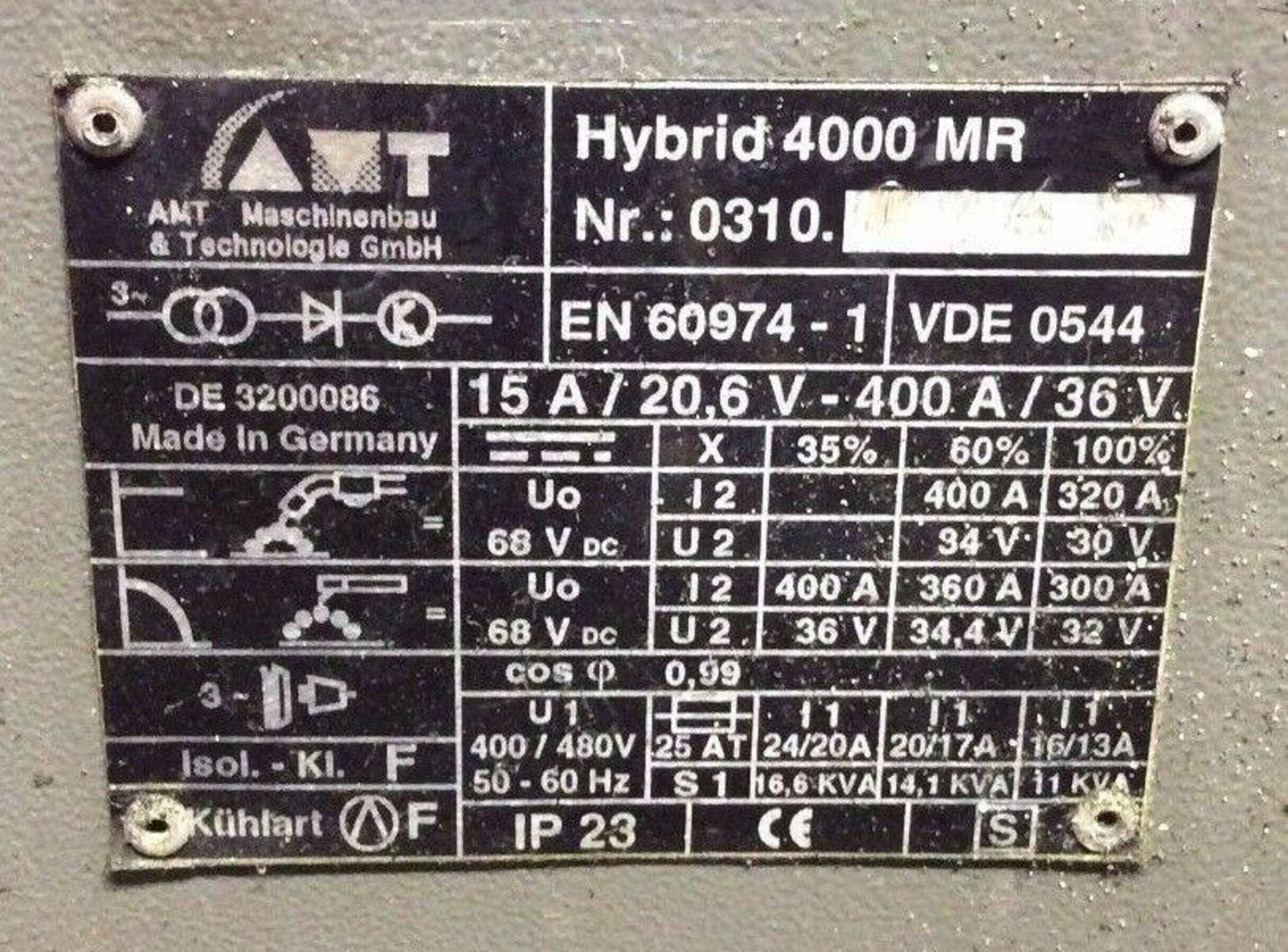 Lot of (2) AMT Welding Power Supply, Hybrid 4000 MR, 230/460/575V, 400 A - Image 4 of 4