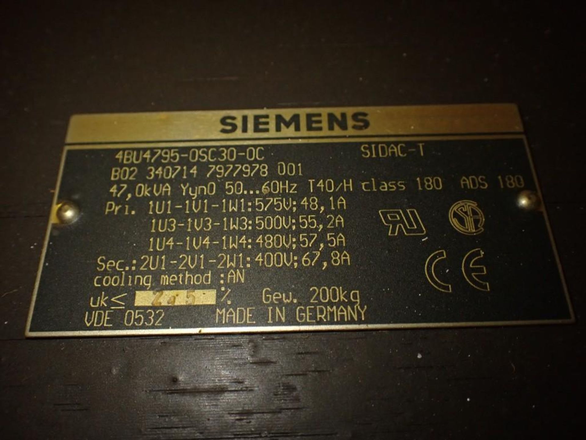Siemens #4BU4795-0SC30-0C Transformer 47KVA - Image 5 of 5