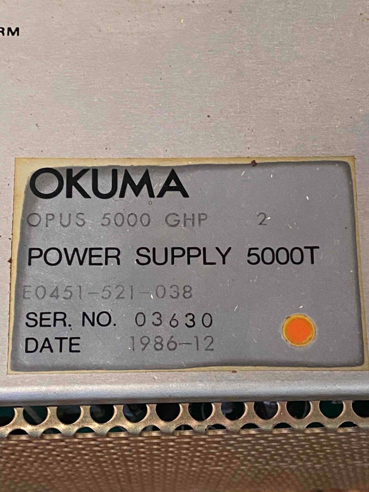 Okuma Opus 5000 GHP Power Supply - Image 2 of 3