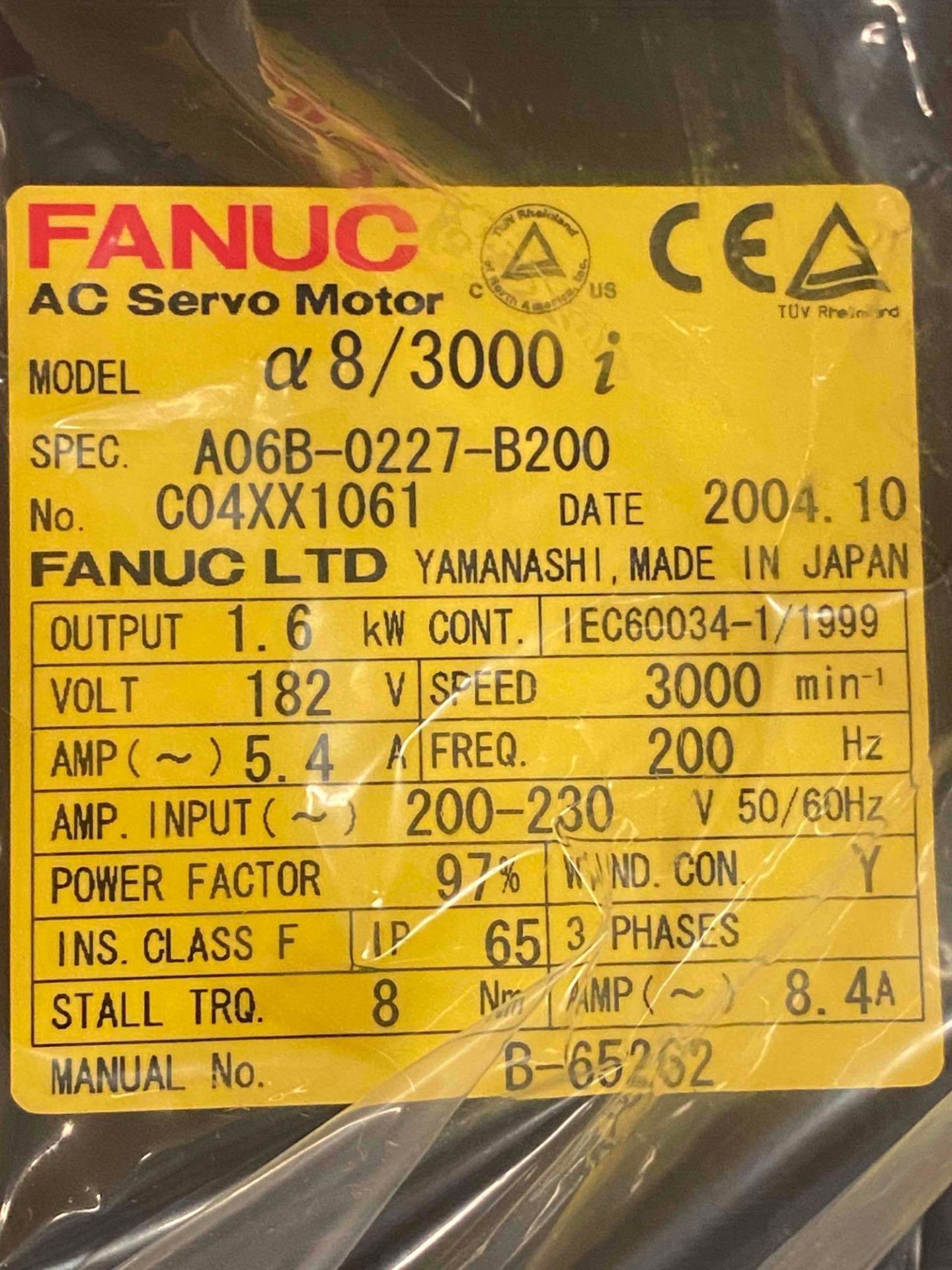 Fanuc Servo Motor A06B-0227-B200 - Image 3 of 3