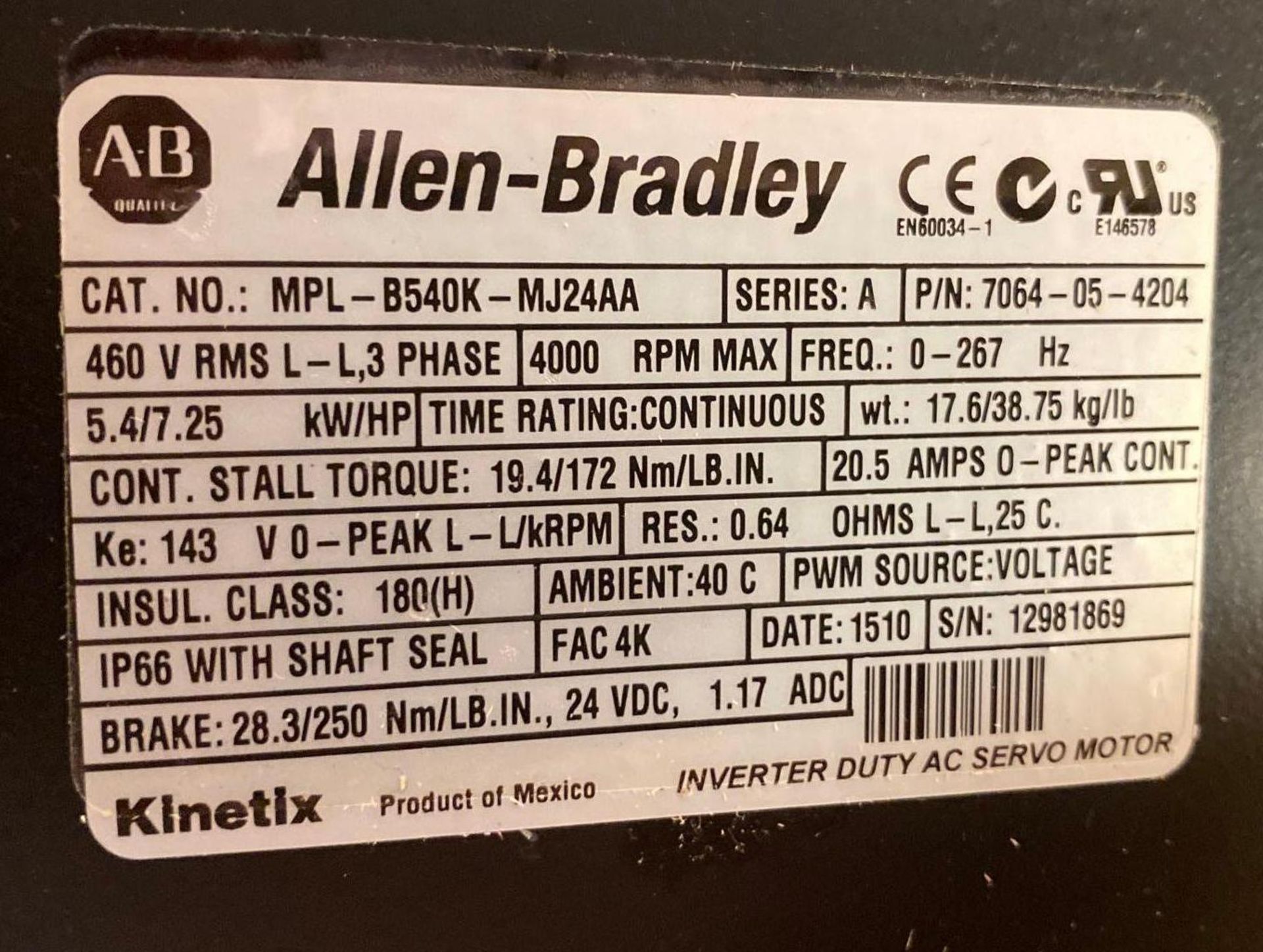 NEW Allen Bradley AC Servo Motor - Image 3 of 5