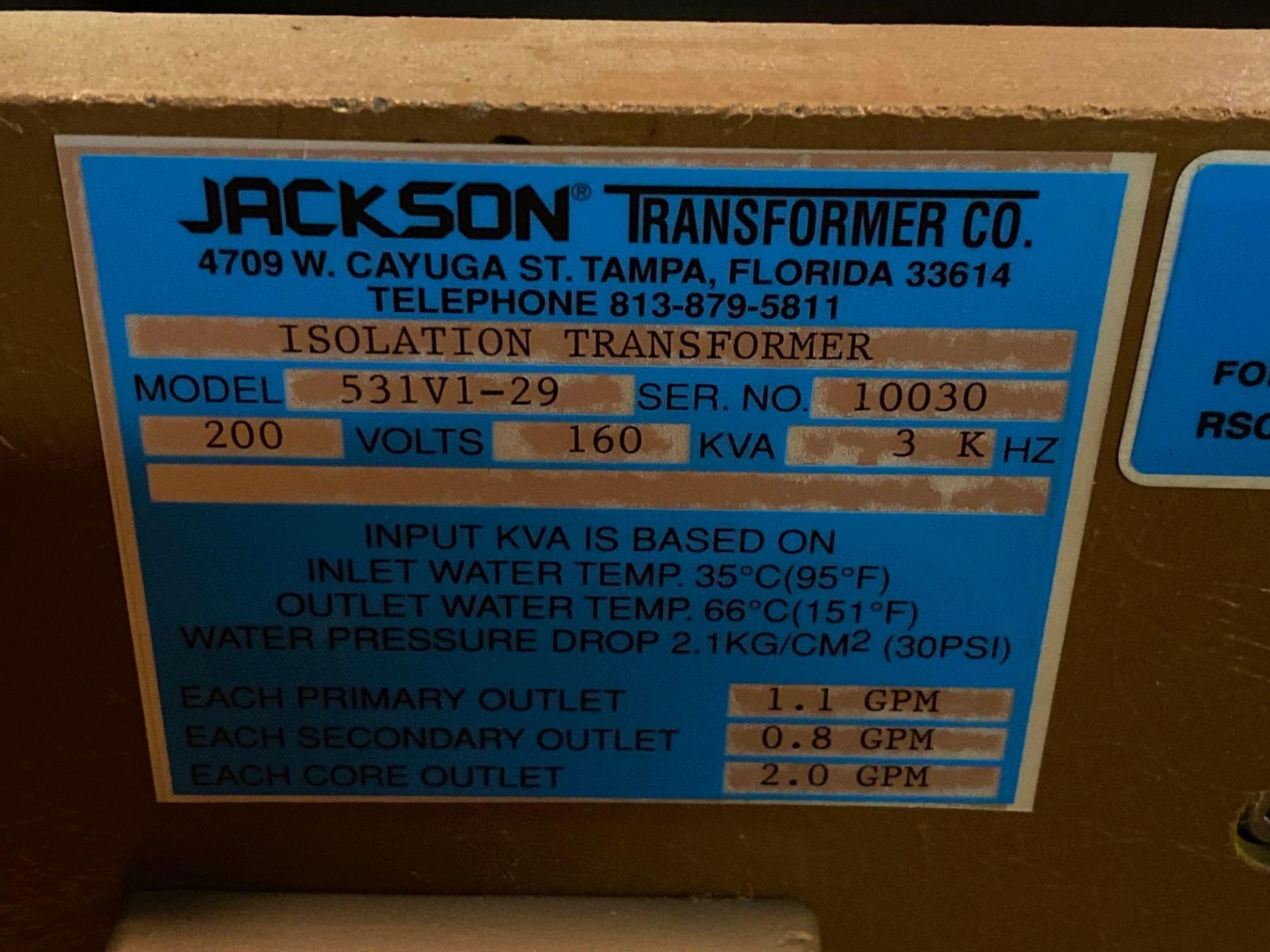 Jackson Isolation Transformer - Image 3 of 12