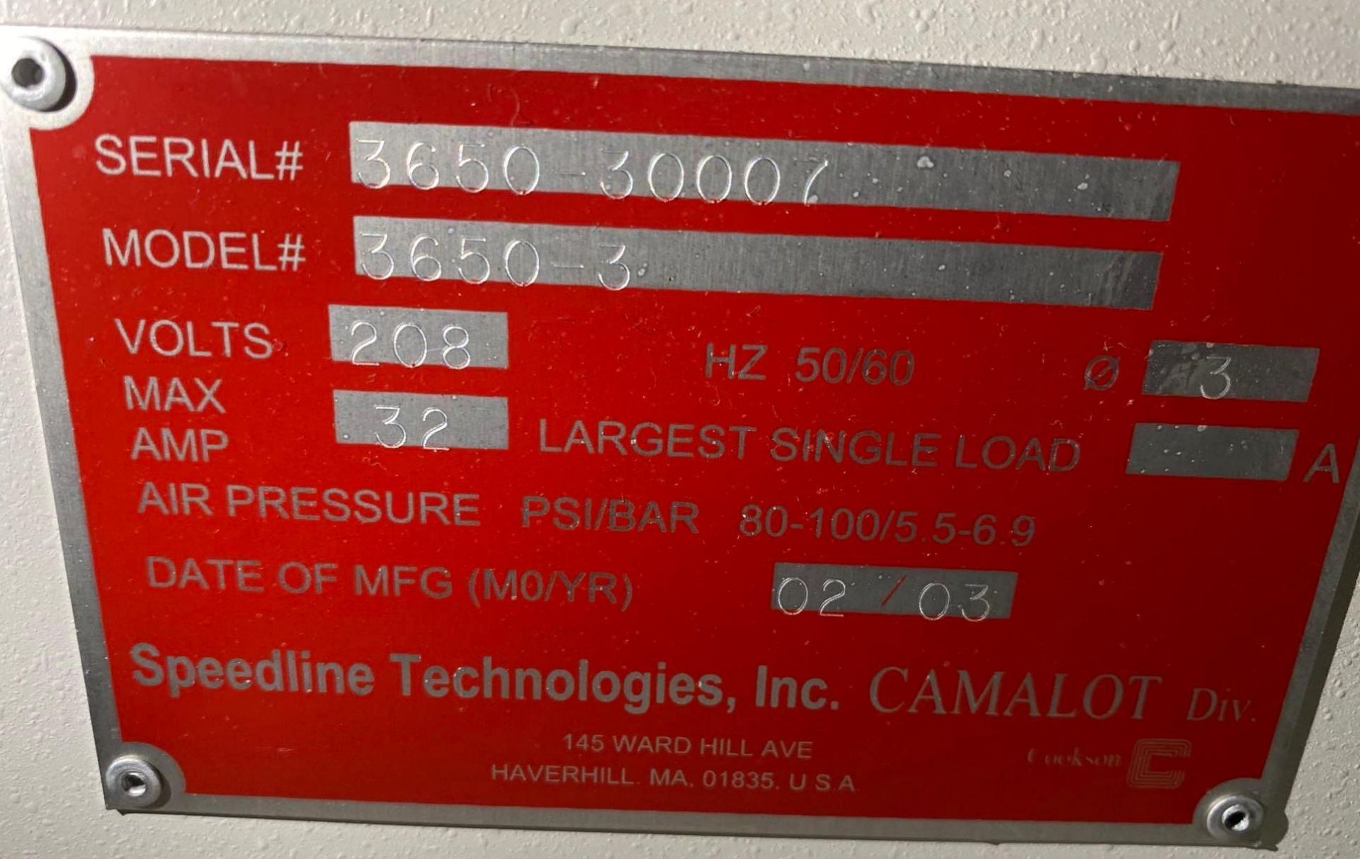 Camalot Speedline Hot Trac Dispensing Machine, # 3650-3 - Image 7 of 7