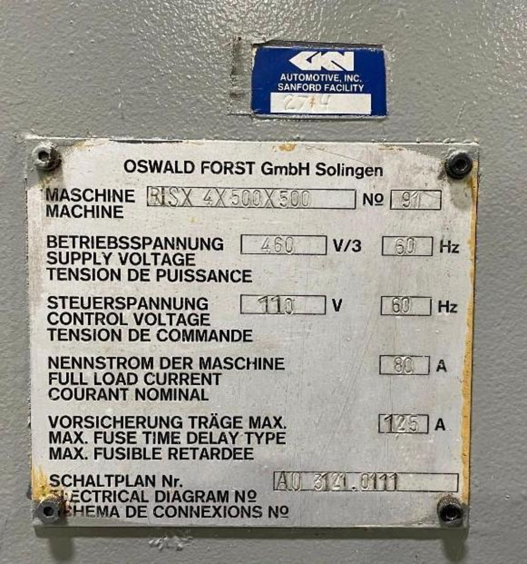 Oswald Forst RISX 4 x 500 x 500 Broach, Vertical Internal Hyd Broaching Machine - Image 9 of 13