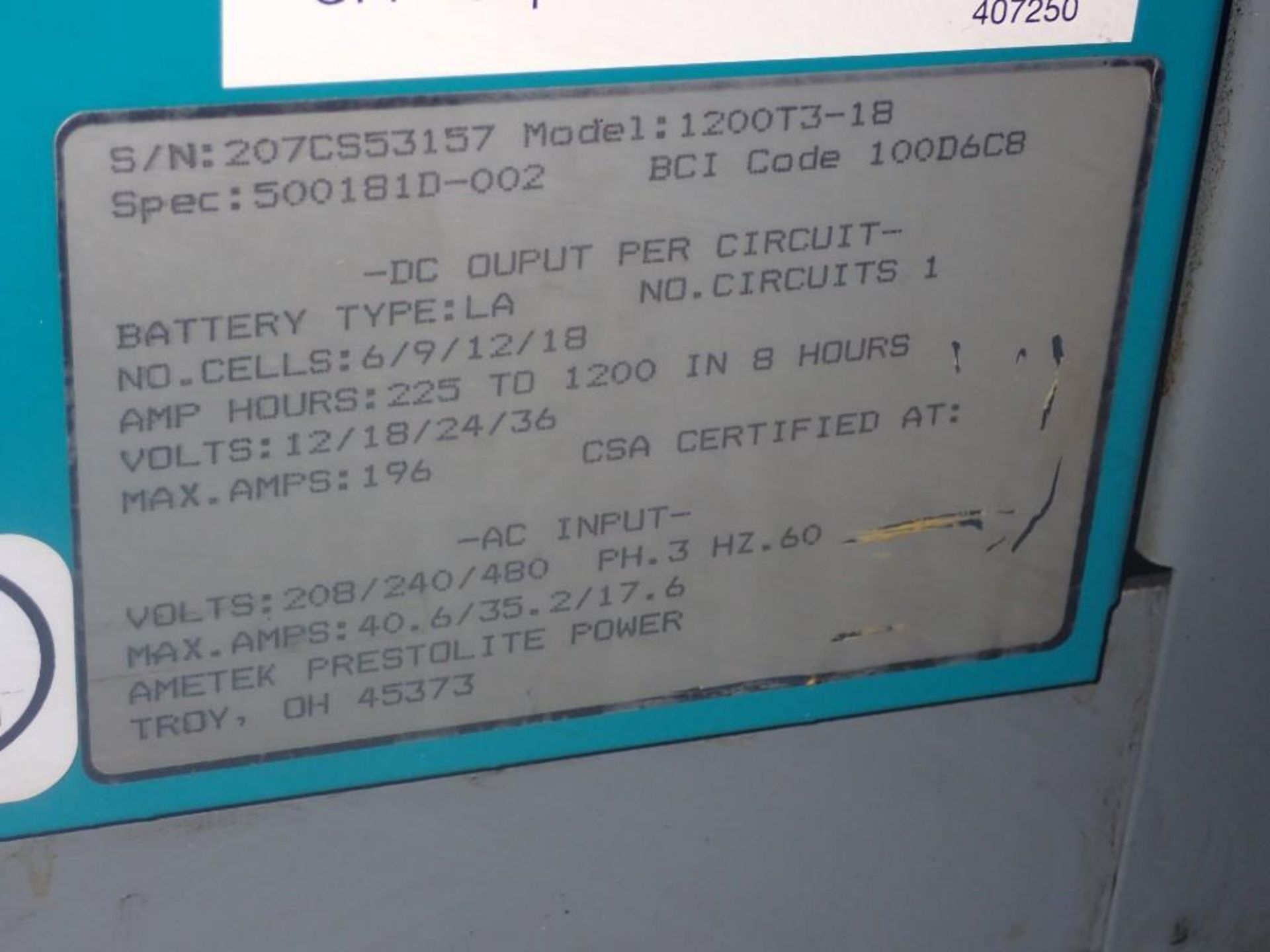 12/18/24/36 Volt Ametek DC Multiple Voltage Battery Charger - Image 3 of 4