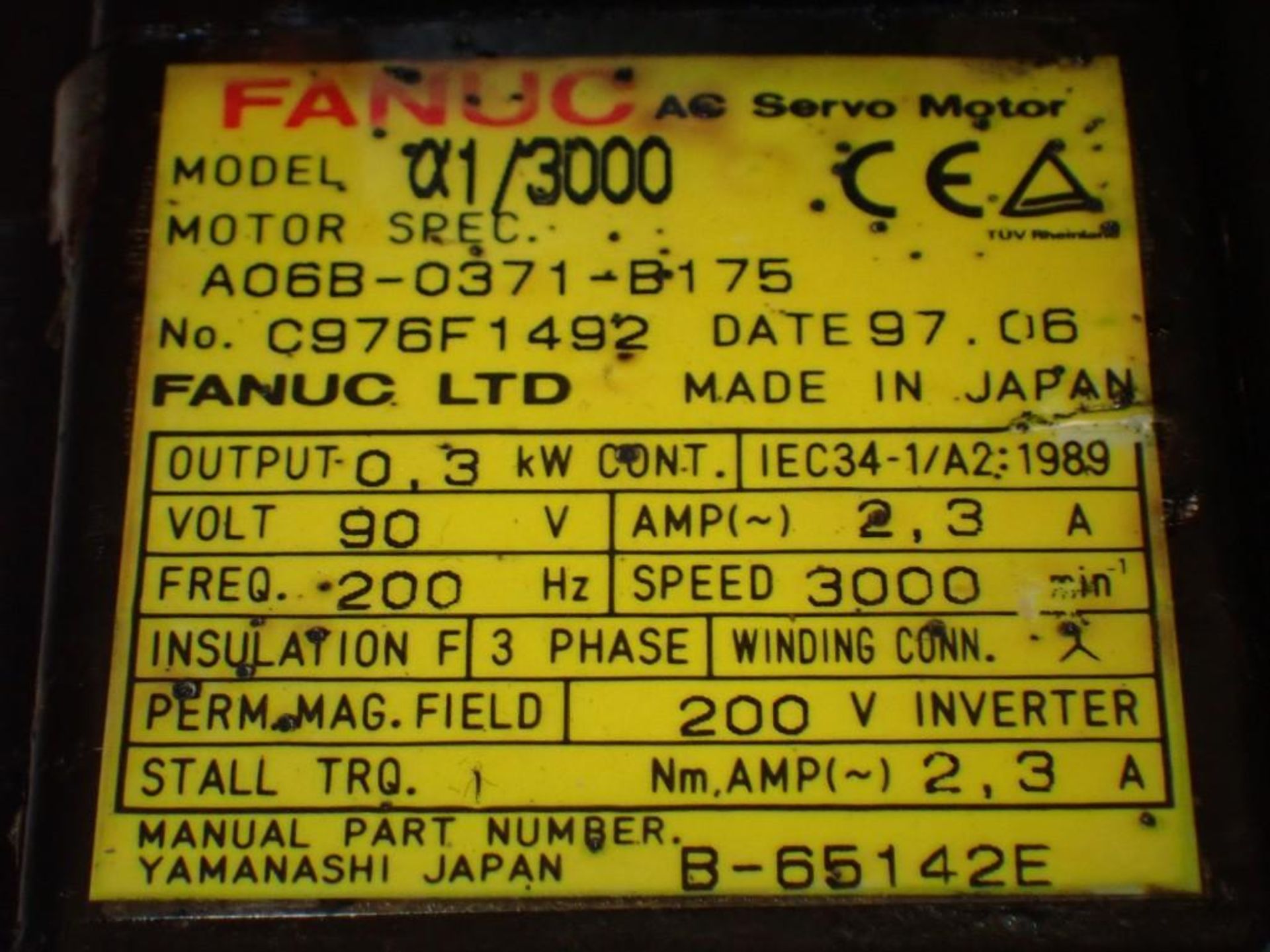 Lot of (2) Fanuc #A06B-0371-B175 Servo Motors - Image 4 of 5