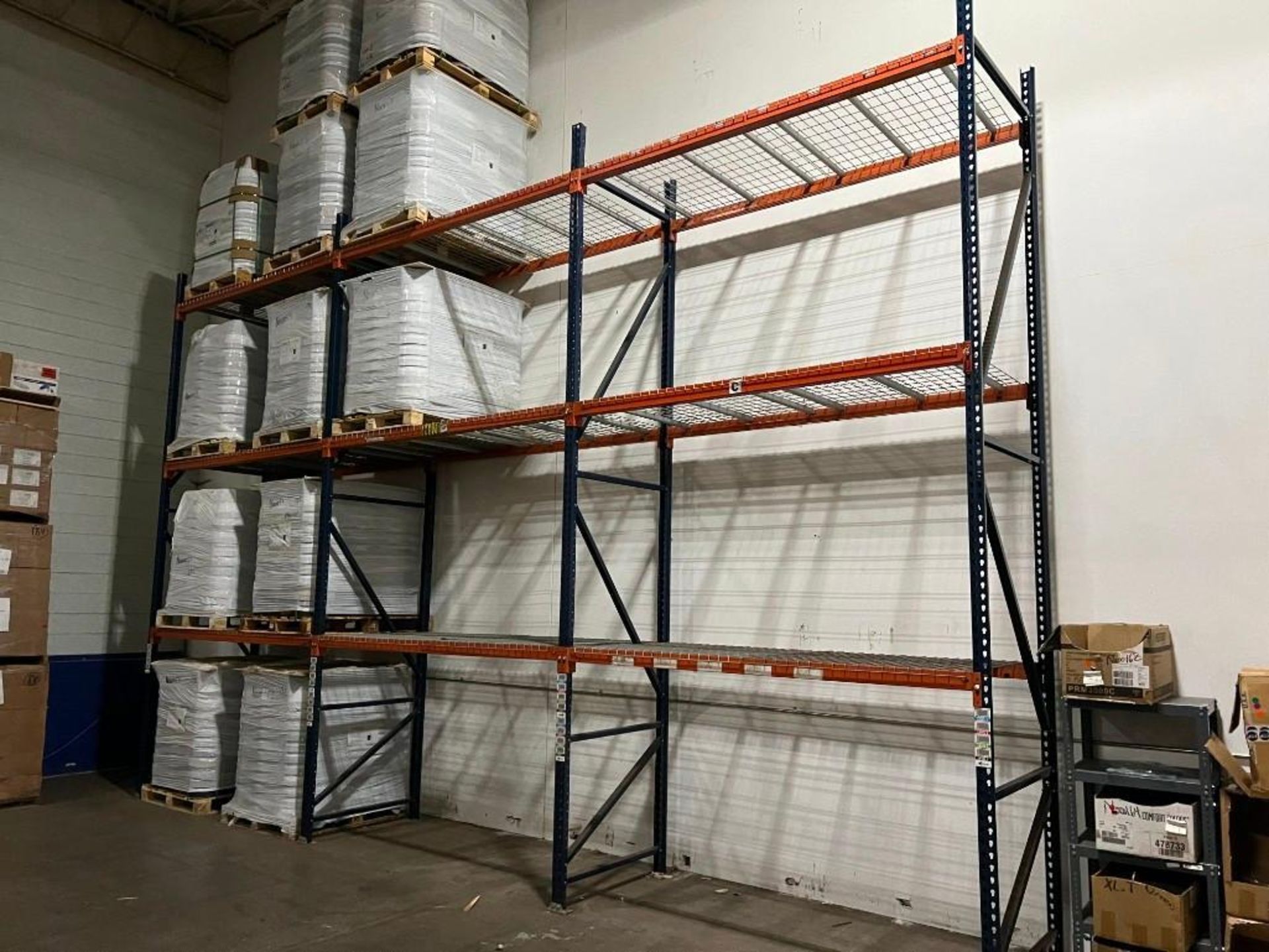 (3) Sections of 42" x 8' x 16' Tear Drop Pallet Racking