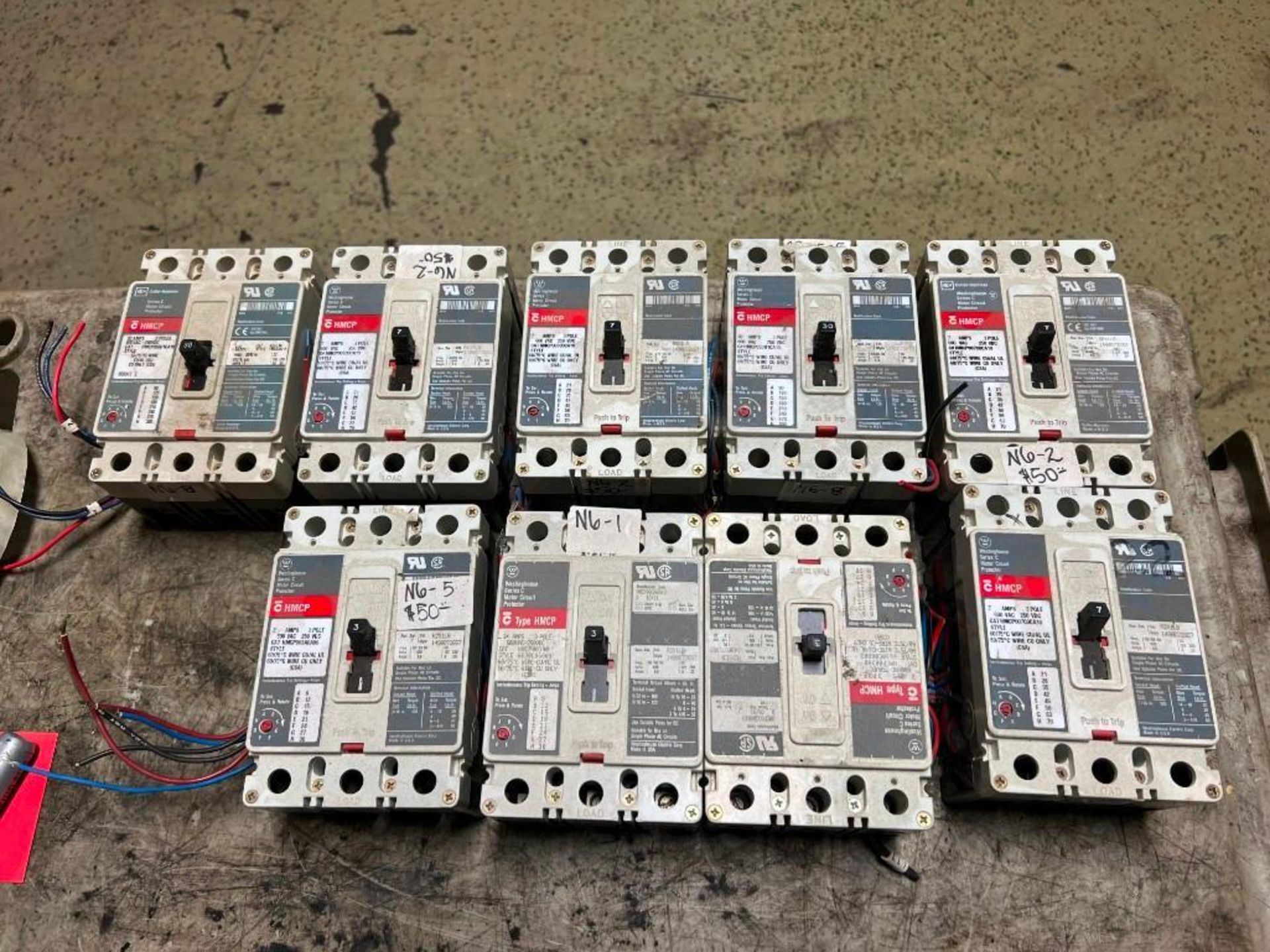 Lot of (9) Westinghouse Circuit Breakers