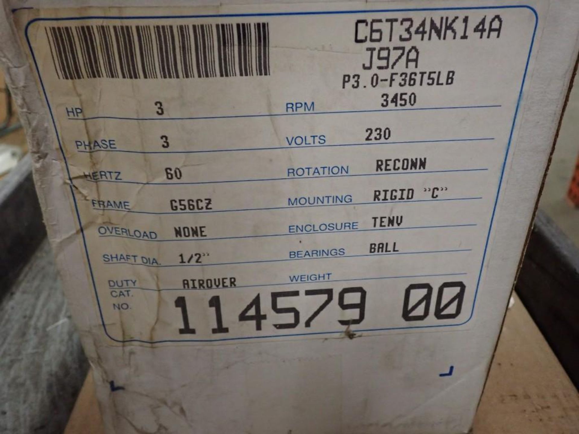 NEW Leeson 3 HP, Electric Motor, C6T34NK14A, 3450 RPM, 230V - Image 4 of 4