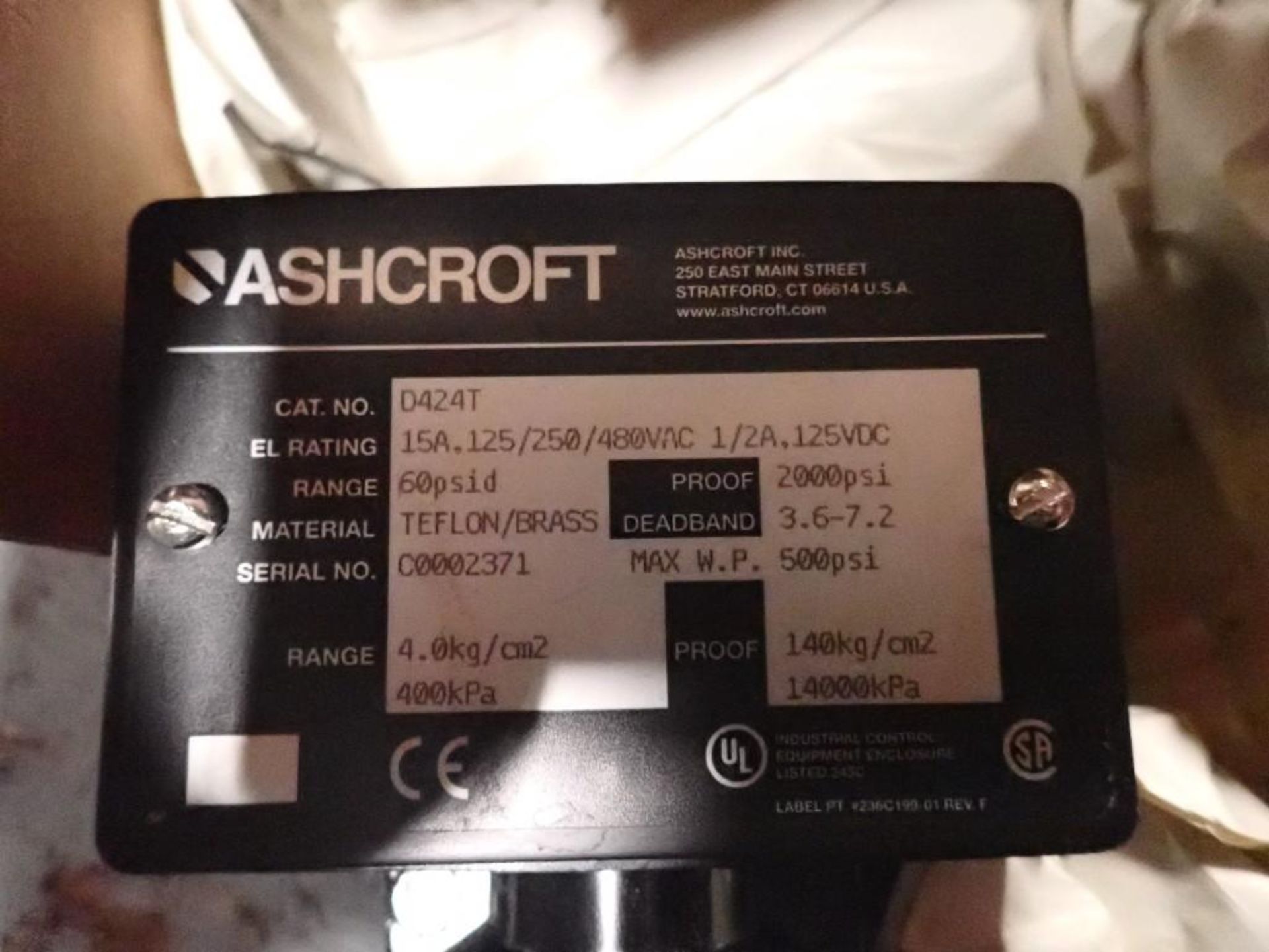 NEW Ashcroft Differential Pressure Switch, # D424T, 60 PSID - Image 5 of 5