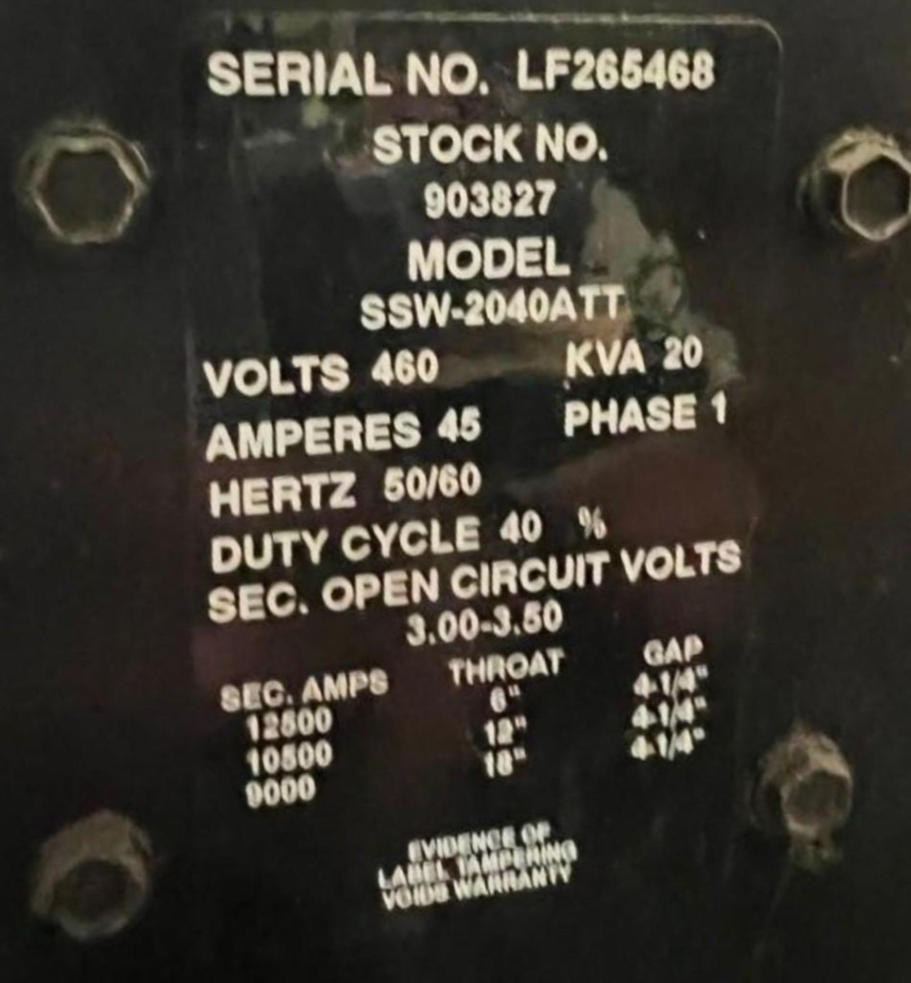 20 KVA Miller #SSW-2040ATT Resistance Spot Welder - Image 3 of 9