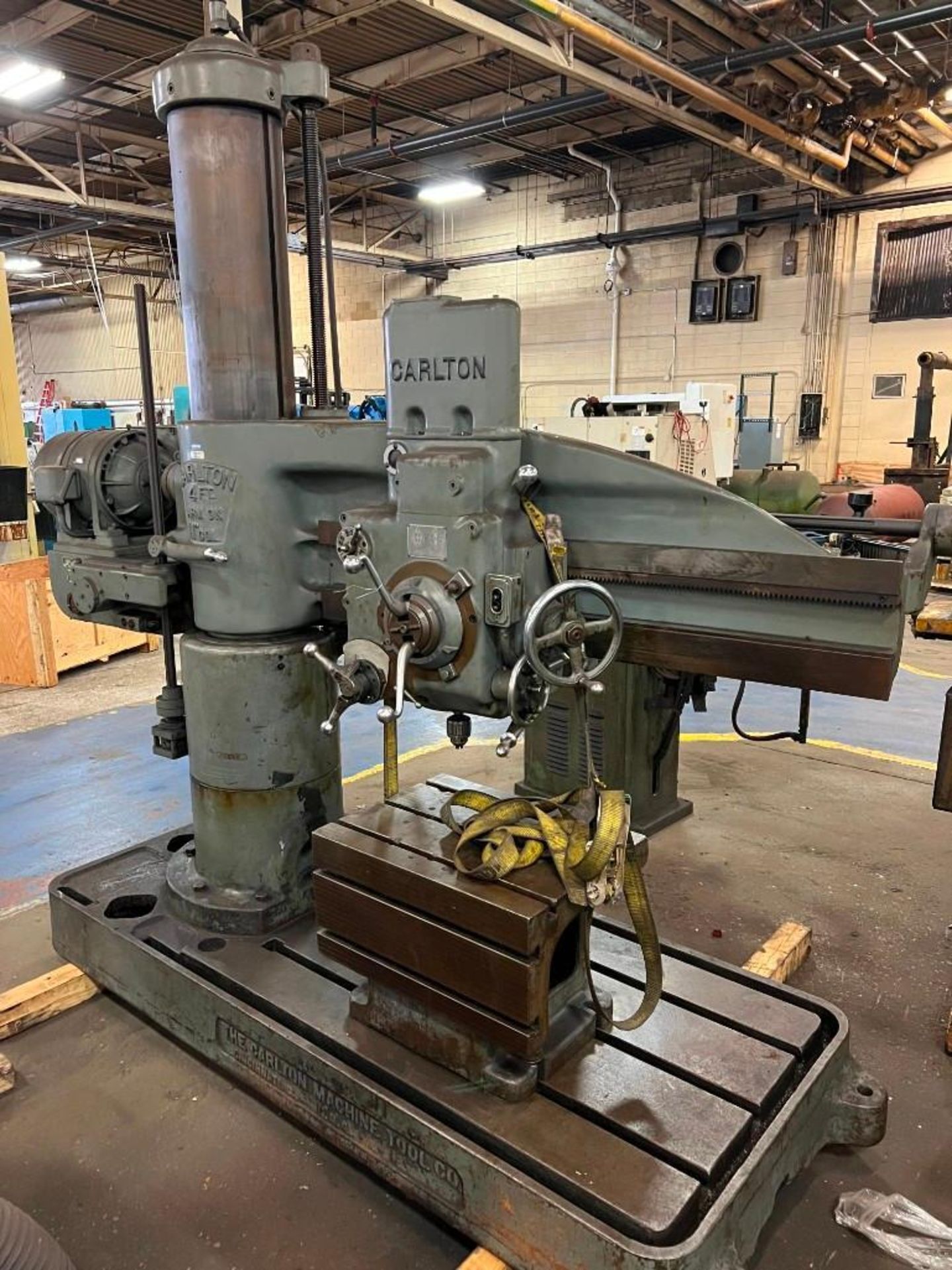 4' x 11" Carlton Radial Arm Drill w/ Box Table