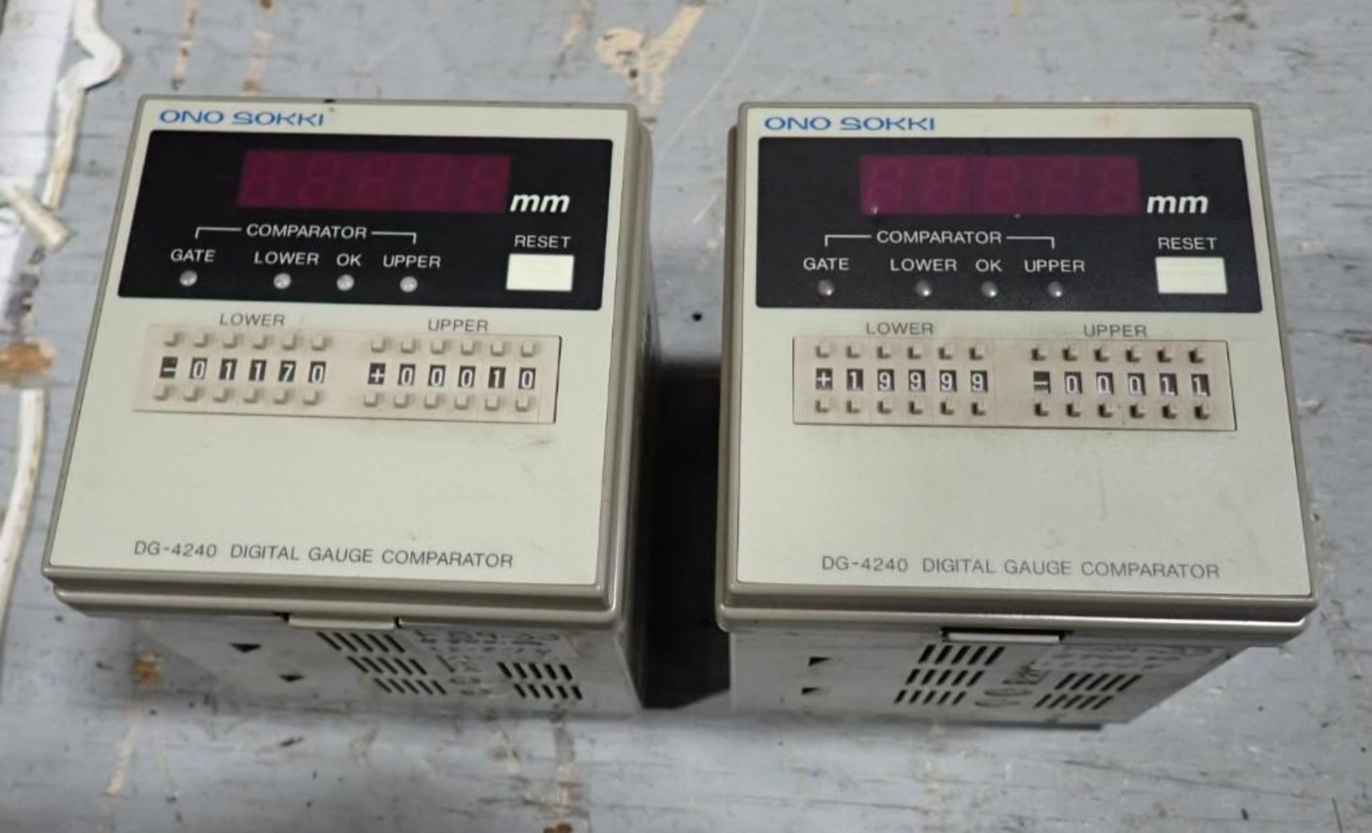 Lot of (2) Ono Sokki Comparator Digital Gauges, #DG-4240