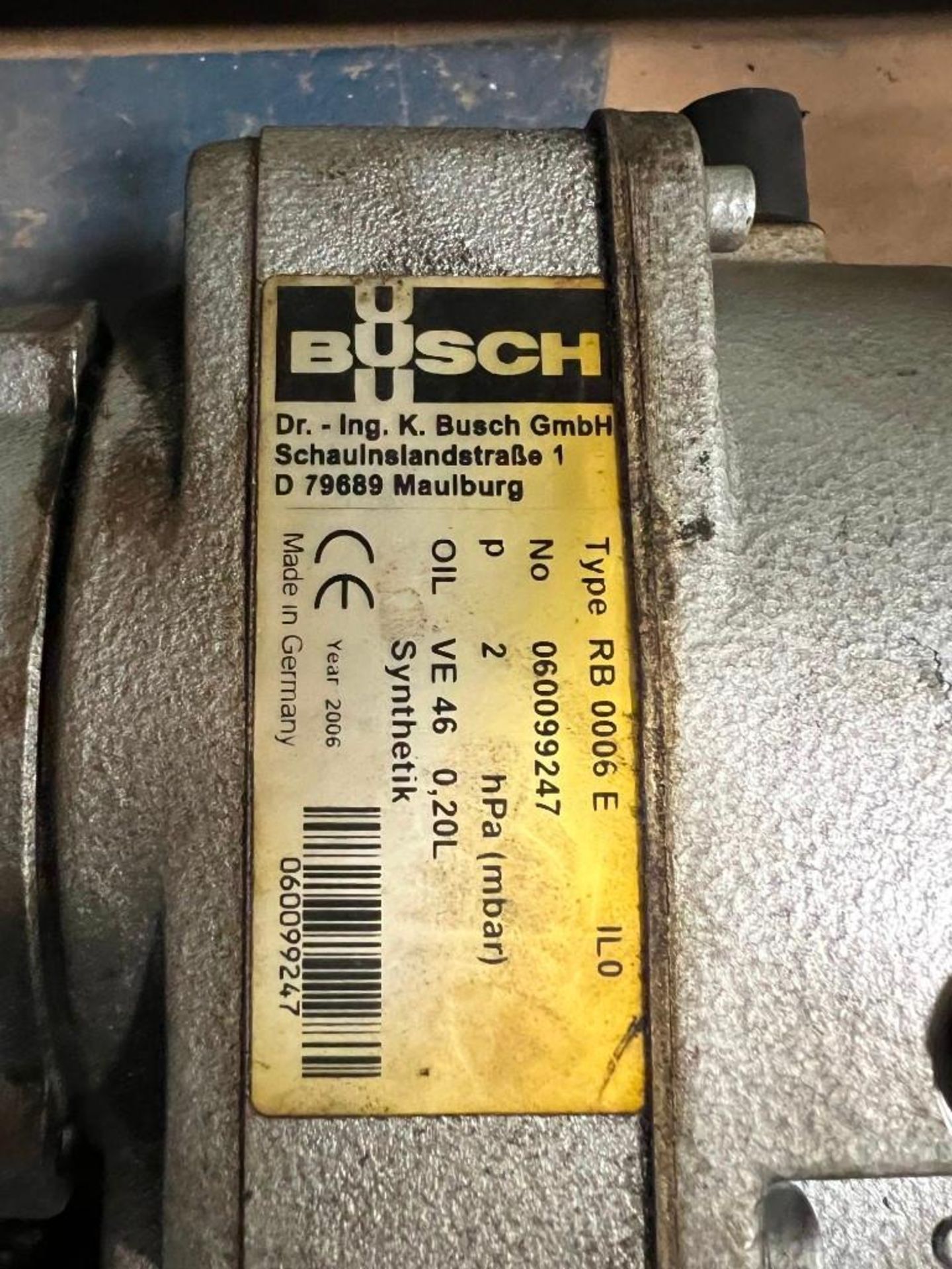 Lot of (2) Busch RB 006 E IlO Vacuum Pump - Image 2 of 3