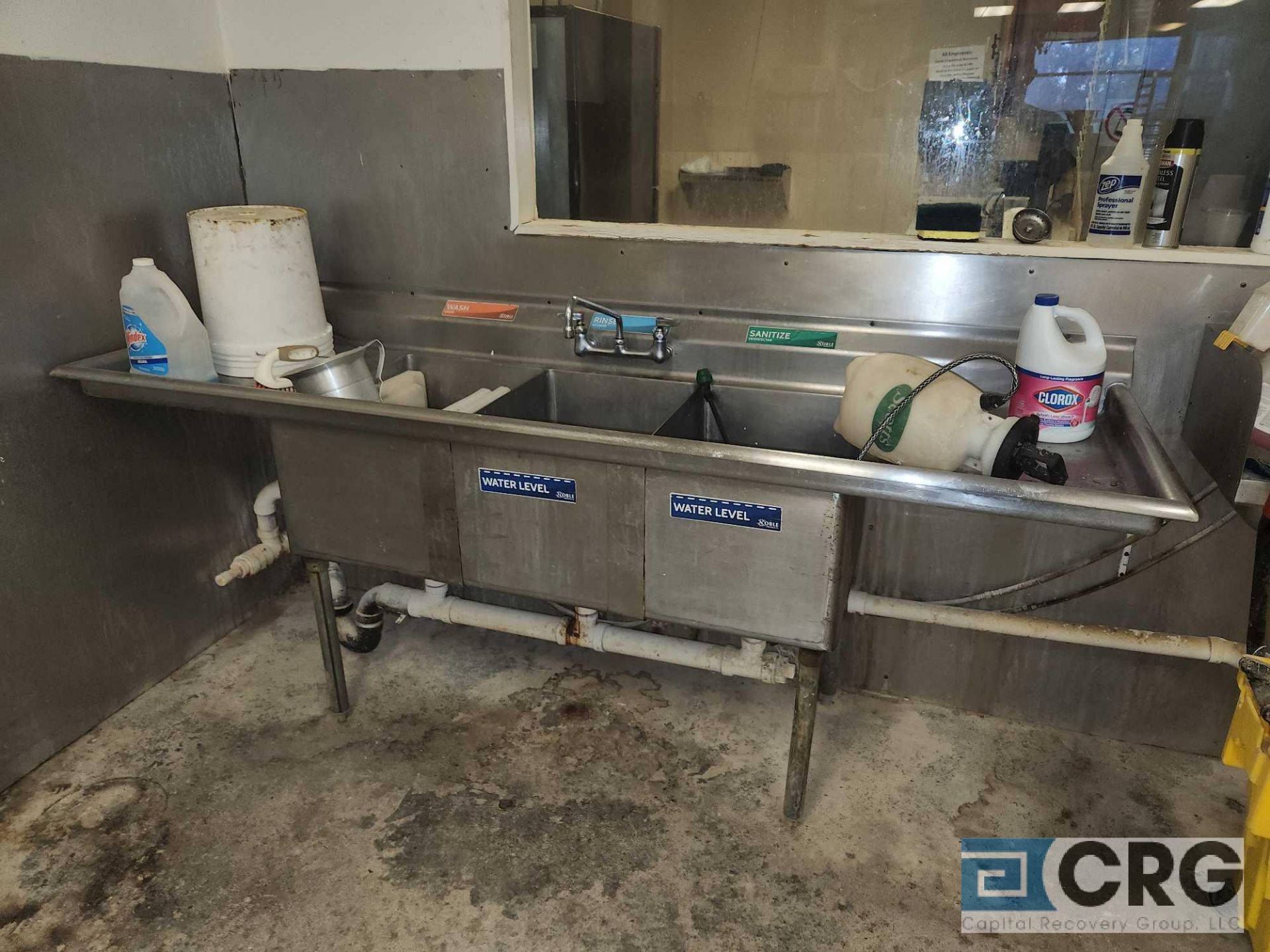 7 ft stainless steel 3 bay sanitizing sink