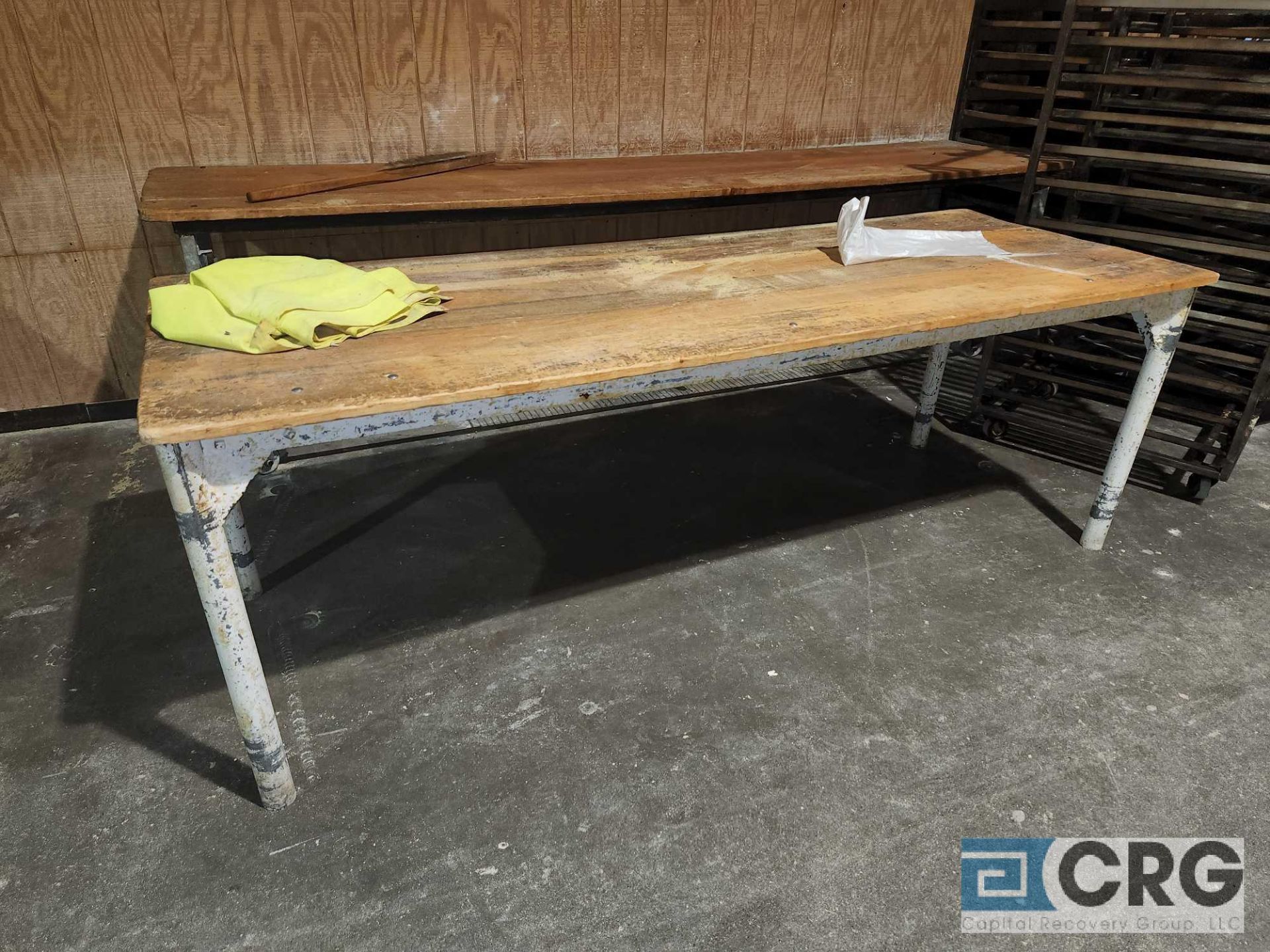 7 ft steel frame work table with 1 inch wood top