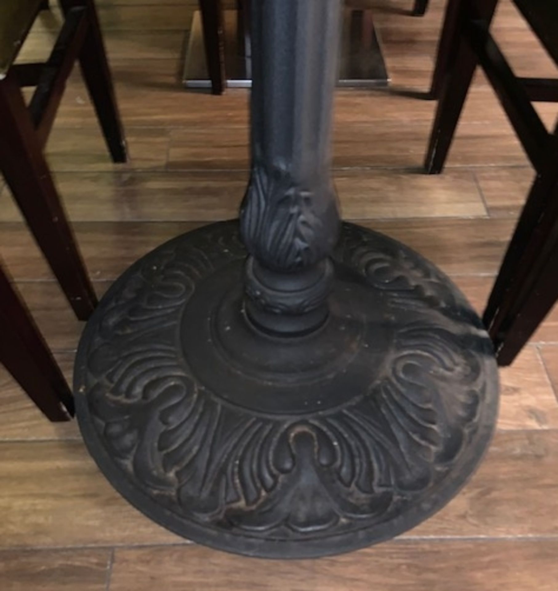 30" x 30" Wood Top Table with Cast Iron Base, 1st Floor Hive Lounge - Image 2 of 2