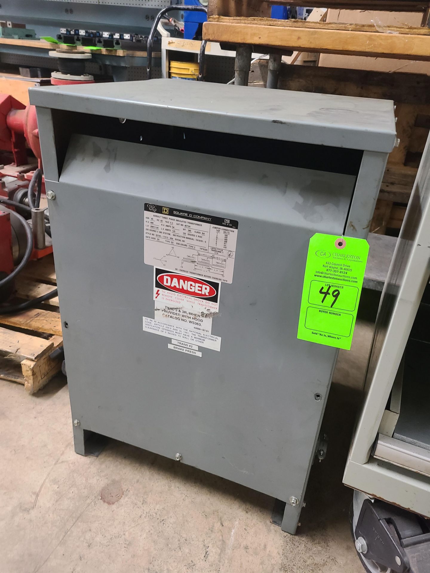SQUARE D SORGEL 3 PHASE INSULATED TRANSFORMER 45 KVA; CAT # 45T3H