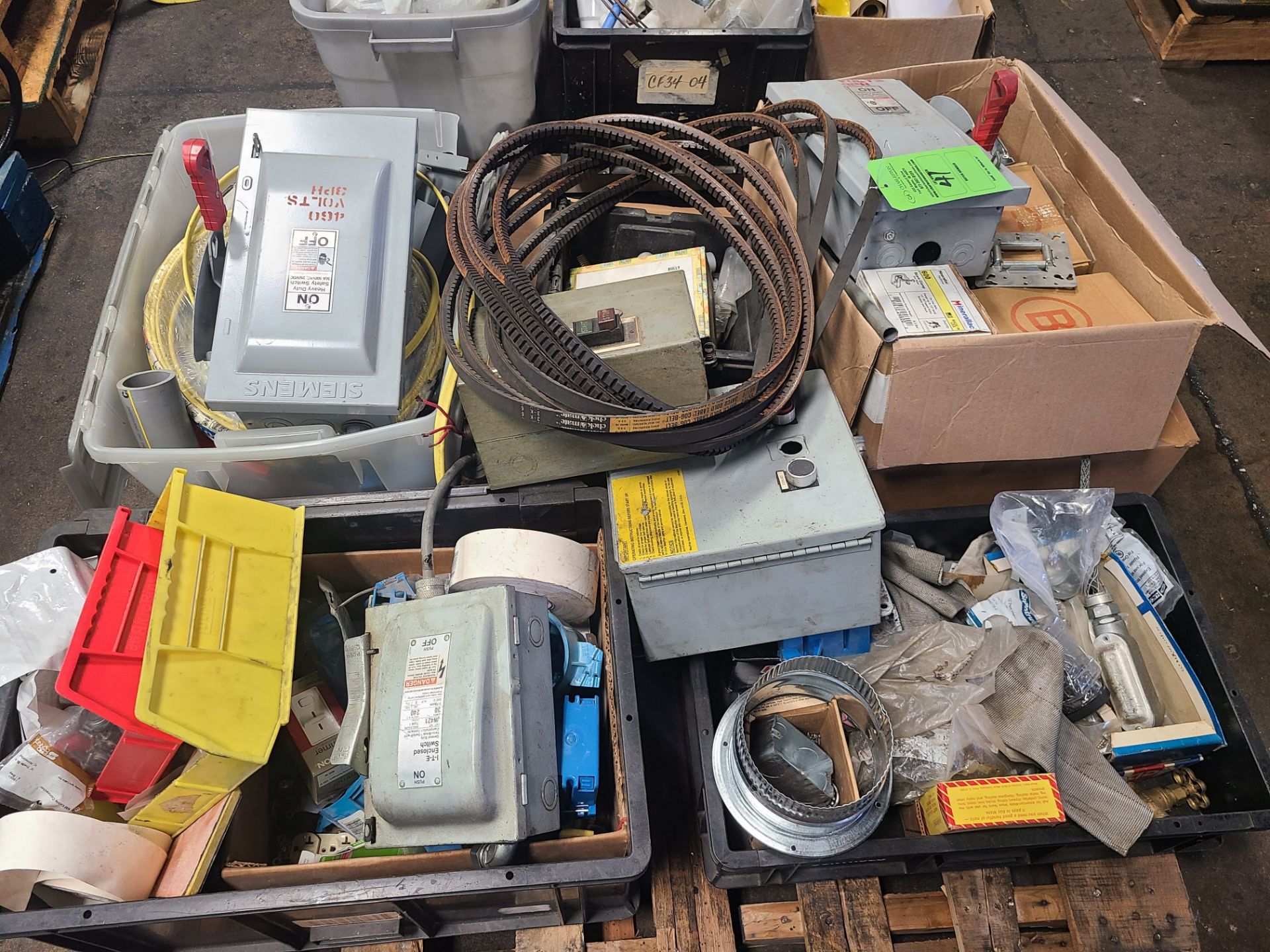 PALLET OF VARIOUS SIEMENS SAFETY SWITCHES AND ELECTRONIC HARDWARE