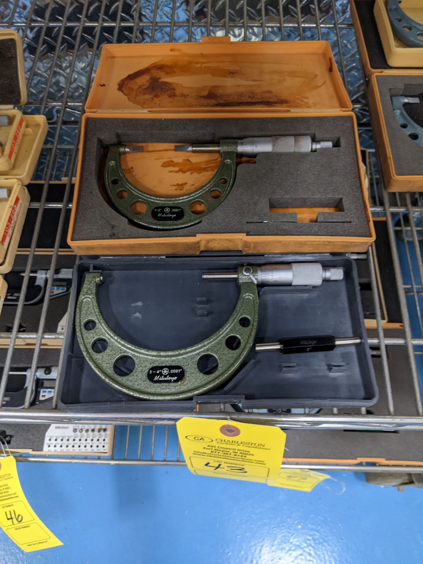 (1) MITUTOYO 1-2" BLADE MICROMETER; (1) MITUTOYO 3-4" MICROMETER