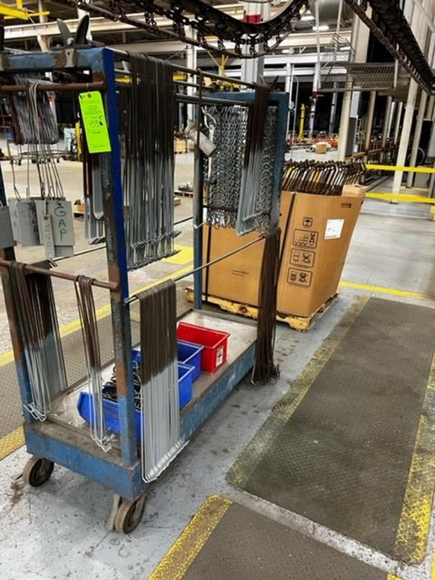 (9) HANGER CARTS AND PALLET W/HANGERS