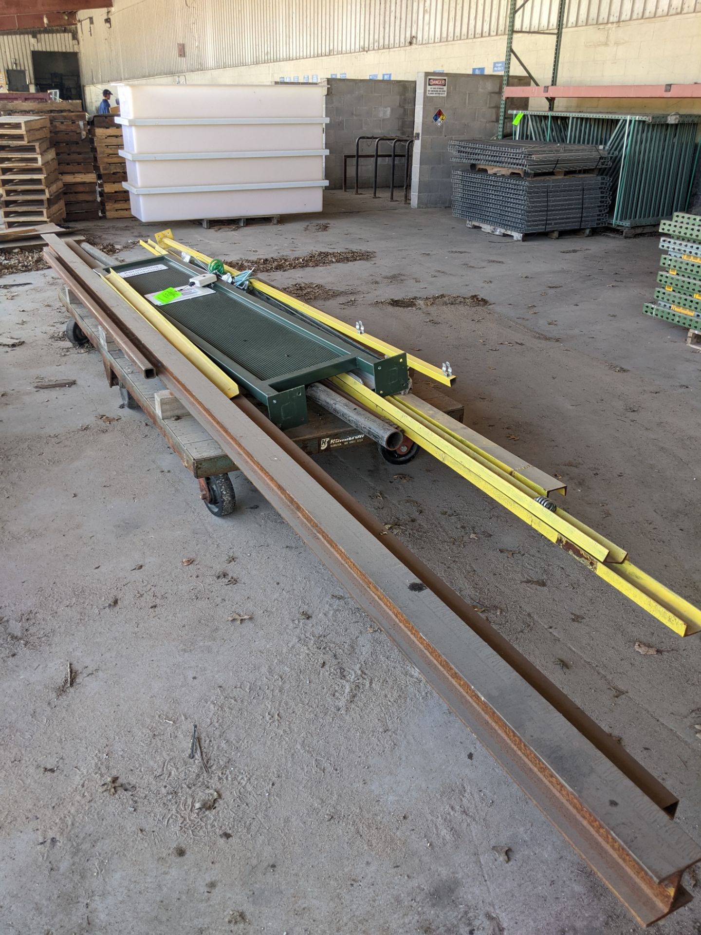 VARIOUS STEEL PARTS BEAMS GUARDING AND MISC.