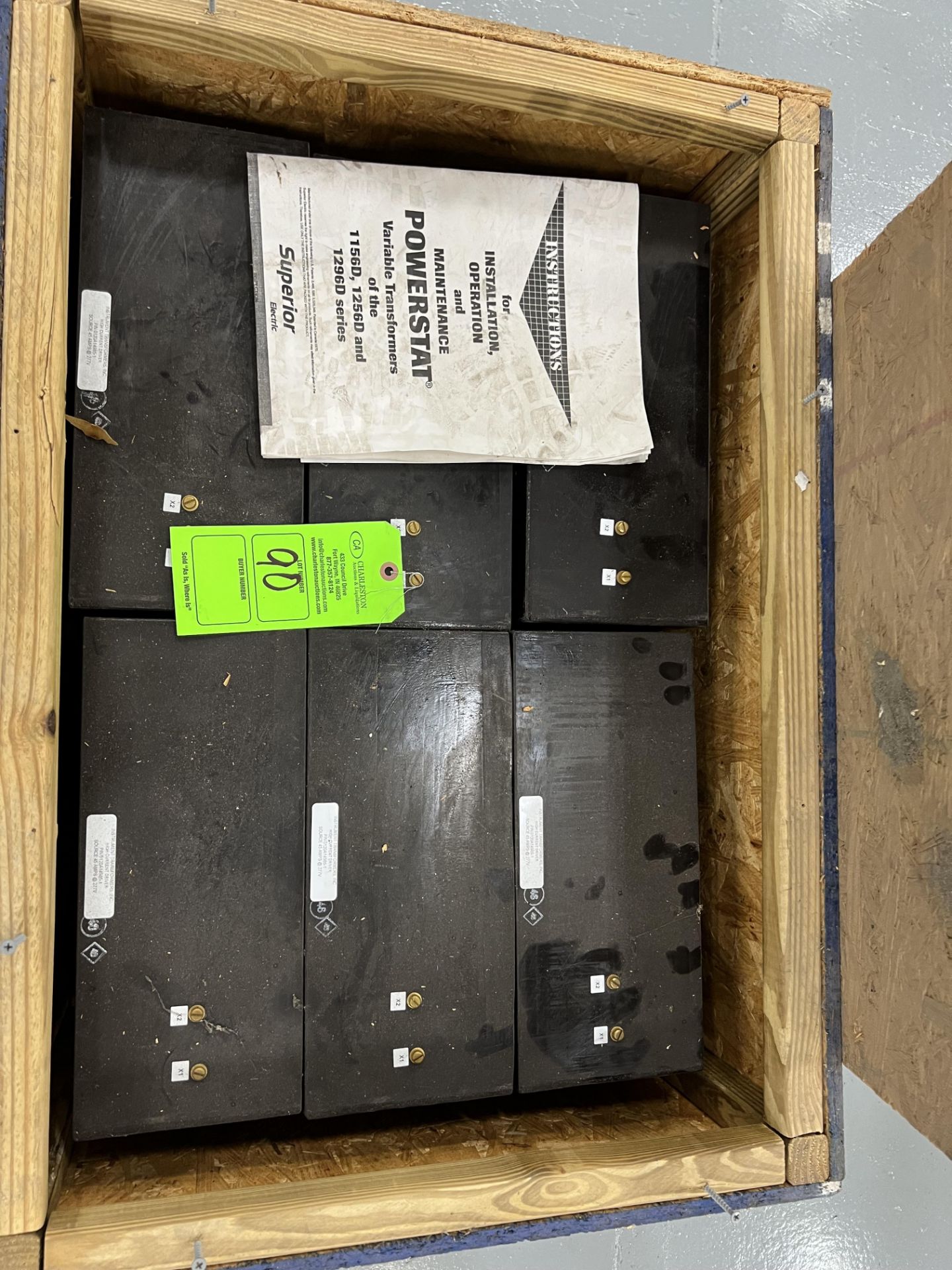 (6) VARIABLE TRANSFORMERS HIGH CURRENT DRIVER; M# 0120A14985-1; SOURCE 45 AMPS; 277 V