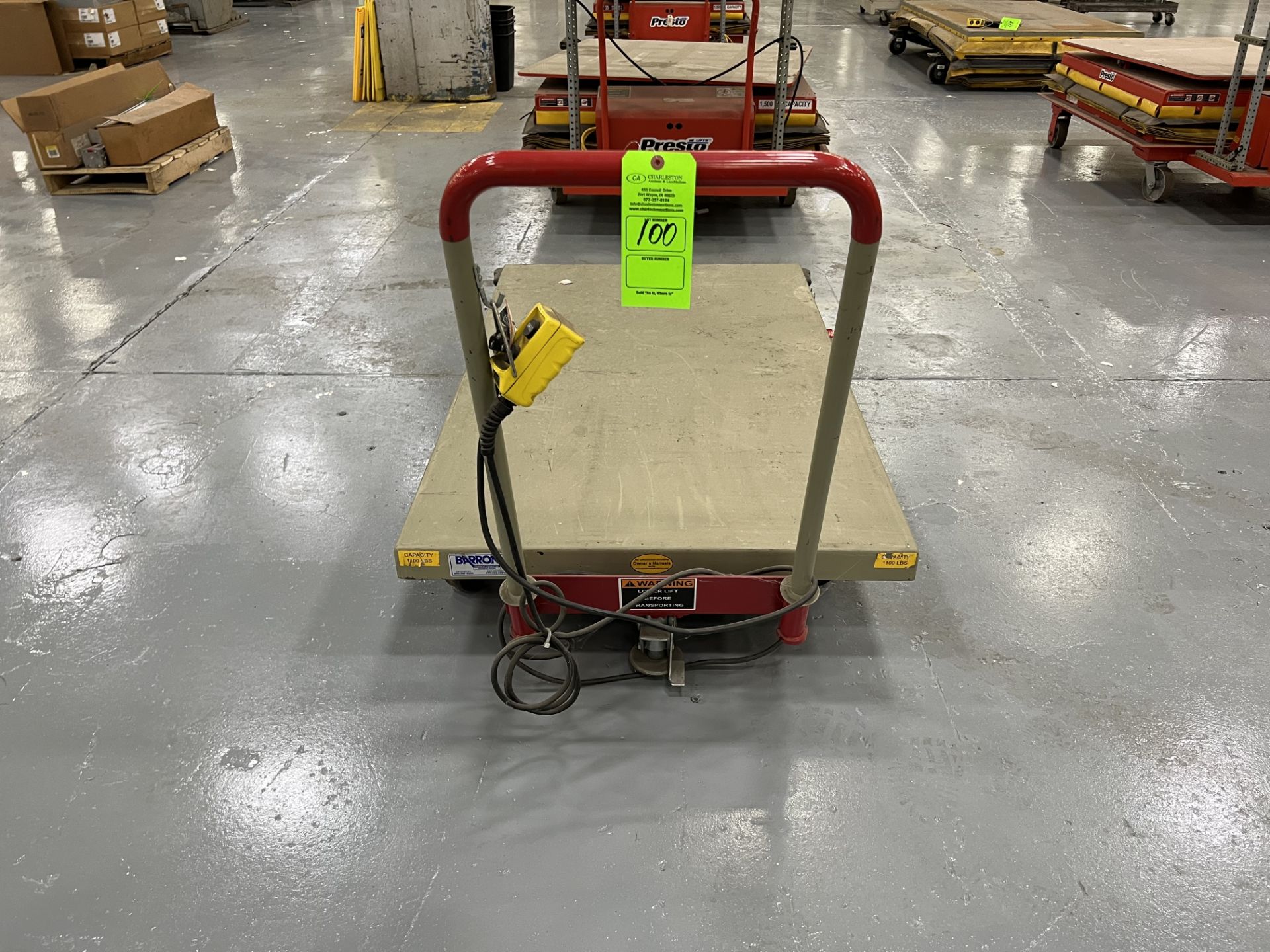 ELECTRIC LIFT TABLE; 16" X 36"; 1 000 LBS CAPACITY