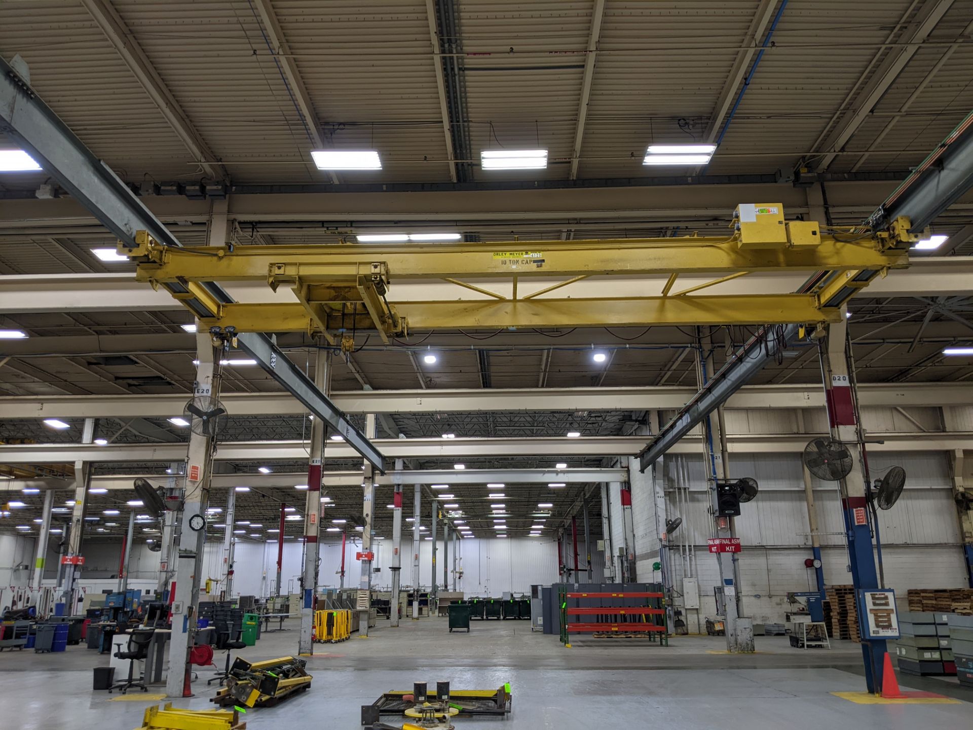 ABELL-HOWE 10 TON DOUBLE GIRDER BRIDGE CRANE WITH HOISTS