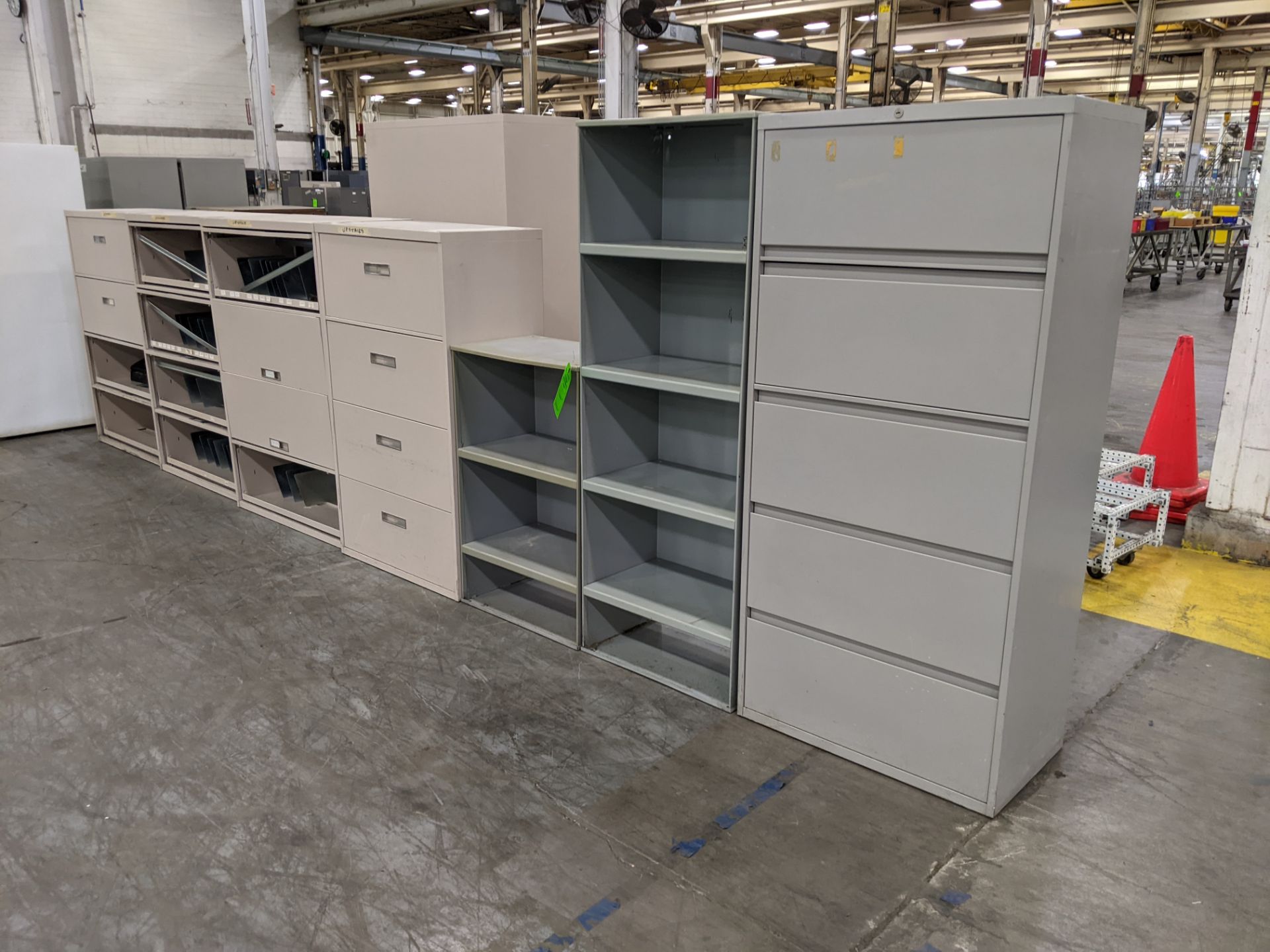 (7) VARIOUS FILING CABINETS AND SHELVES