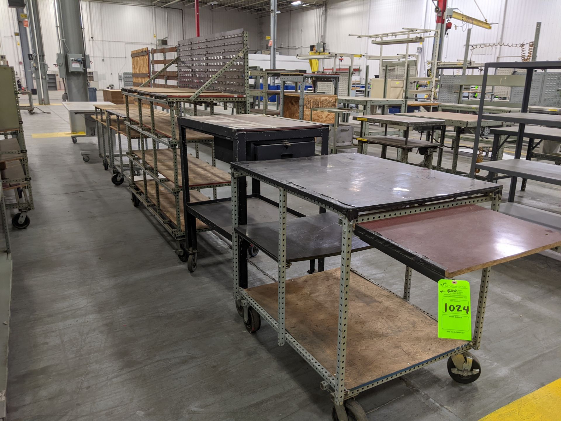 (6) ROW OF MISC SHELVES AND OTHER ON WHEELS