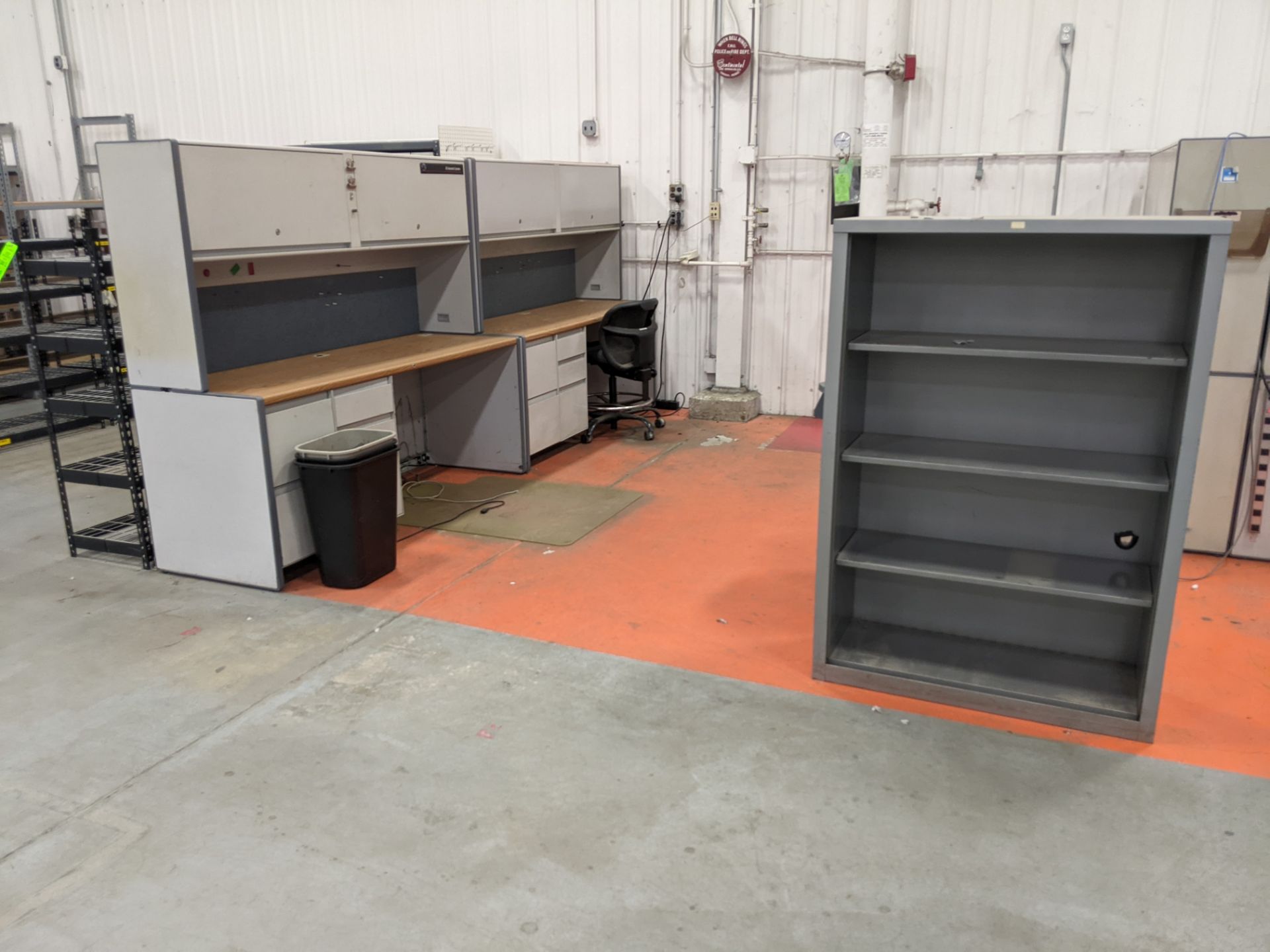 (6) WORK DESKS WITH (1) 4 RACK STORAGE SHELF - Image 2 of 2